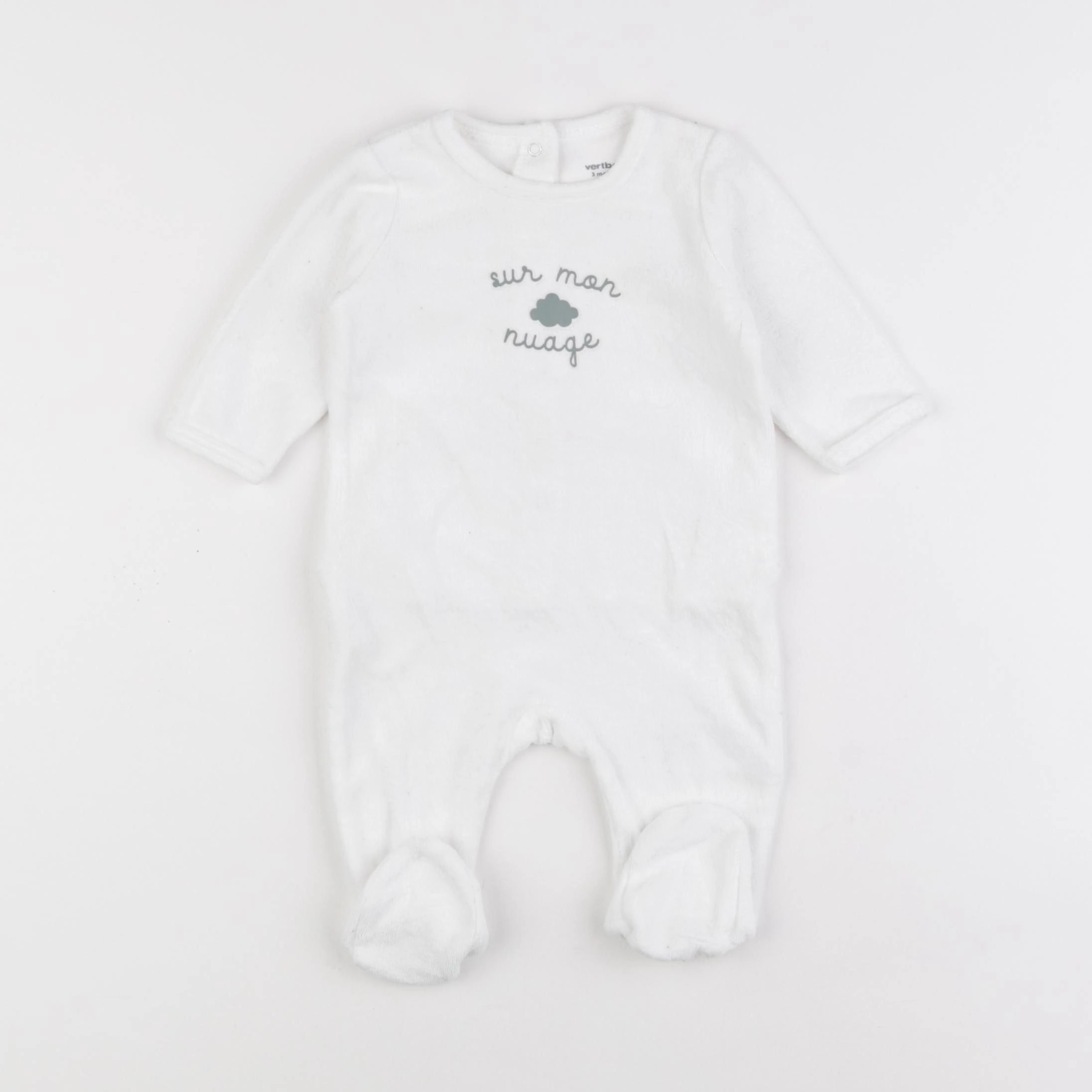Vertbaudet - pyjama velours blanc - 3 mois