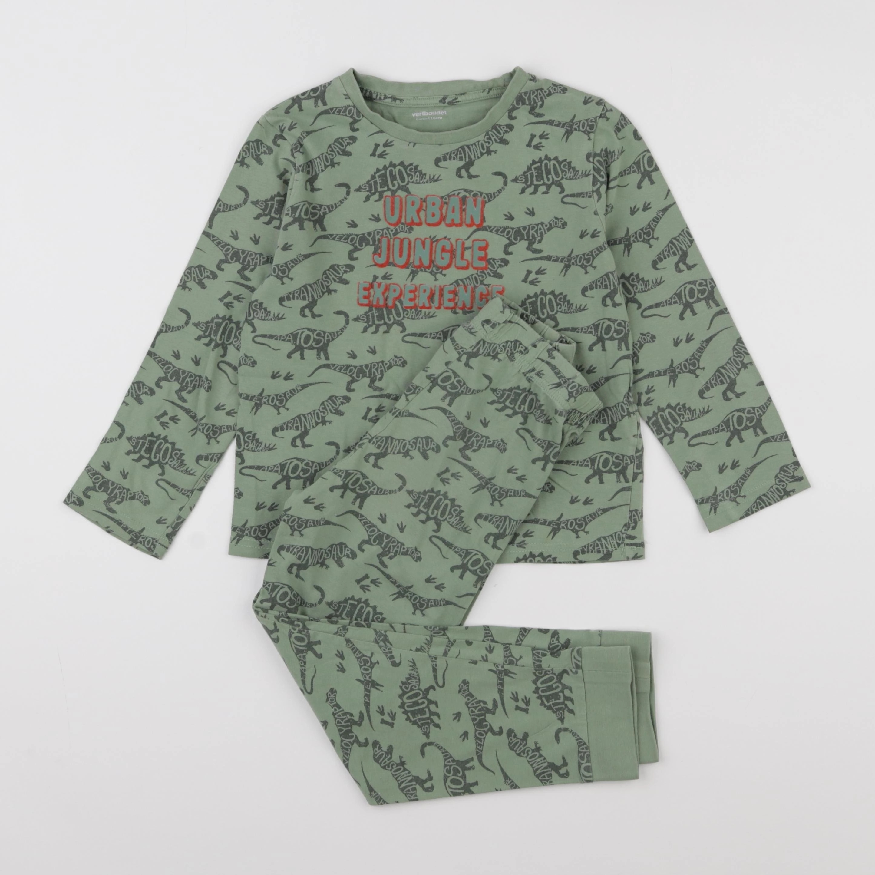 Vertbaudet - pyjama coton vert - 6 ans
