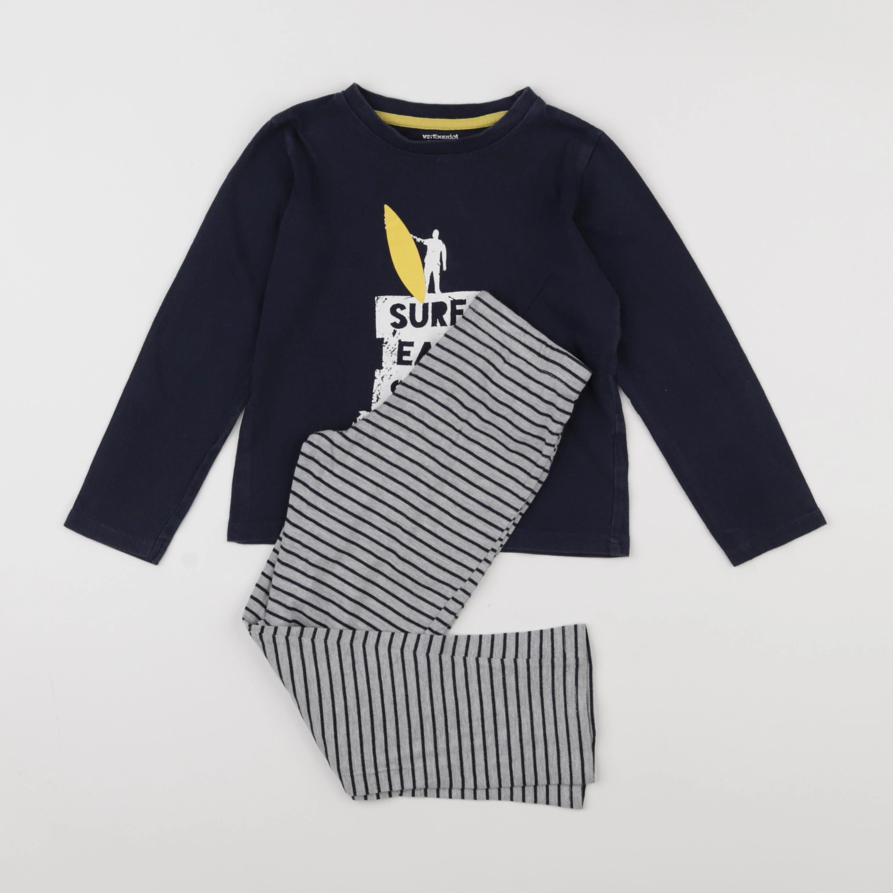 Vertbaudet - pyjama coton bleu, gris - 5 ans
