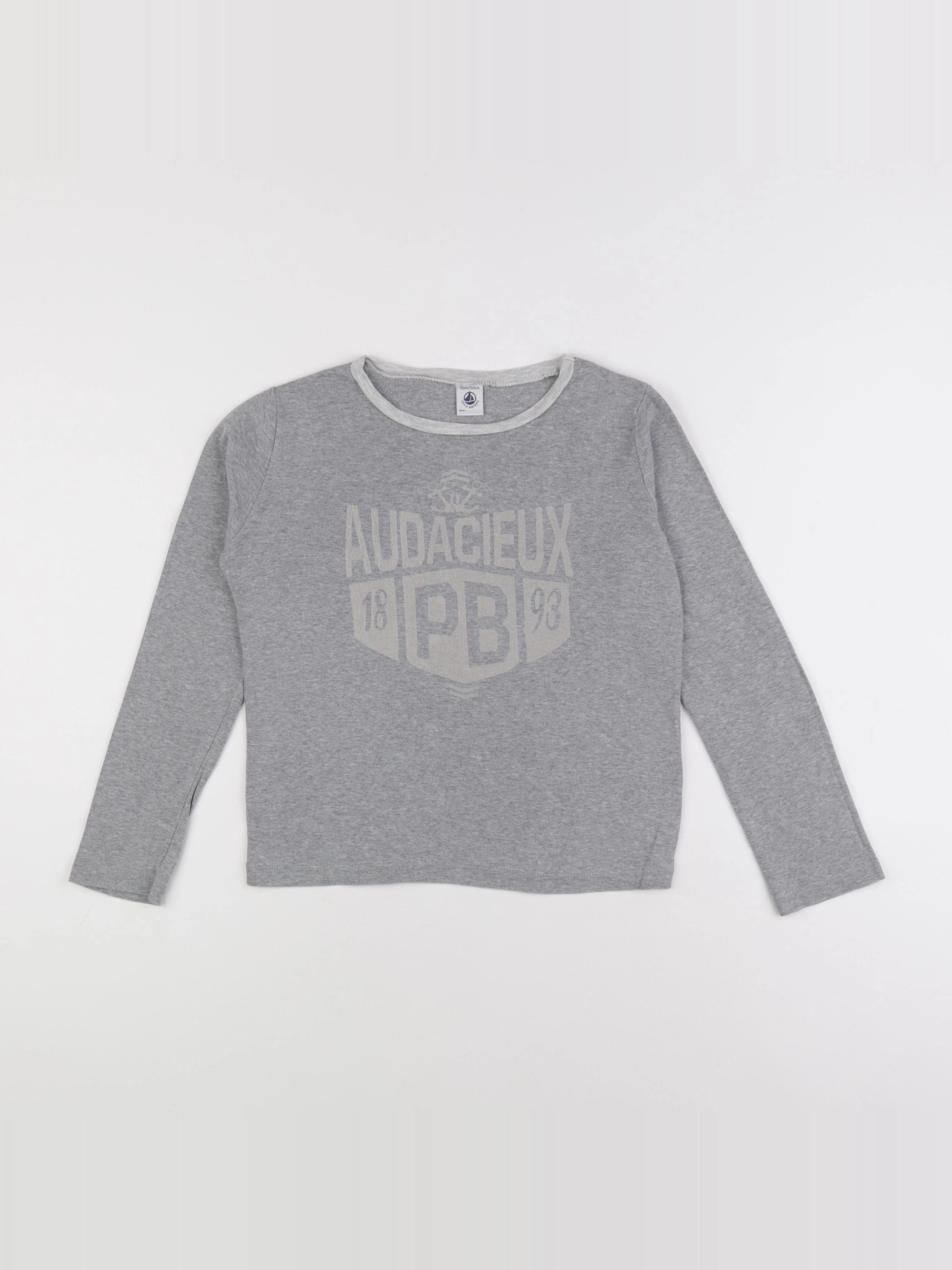 Petit Bateau - tee-shirt gris - 10 ans