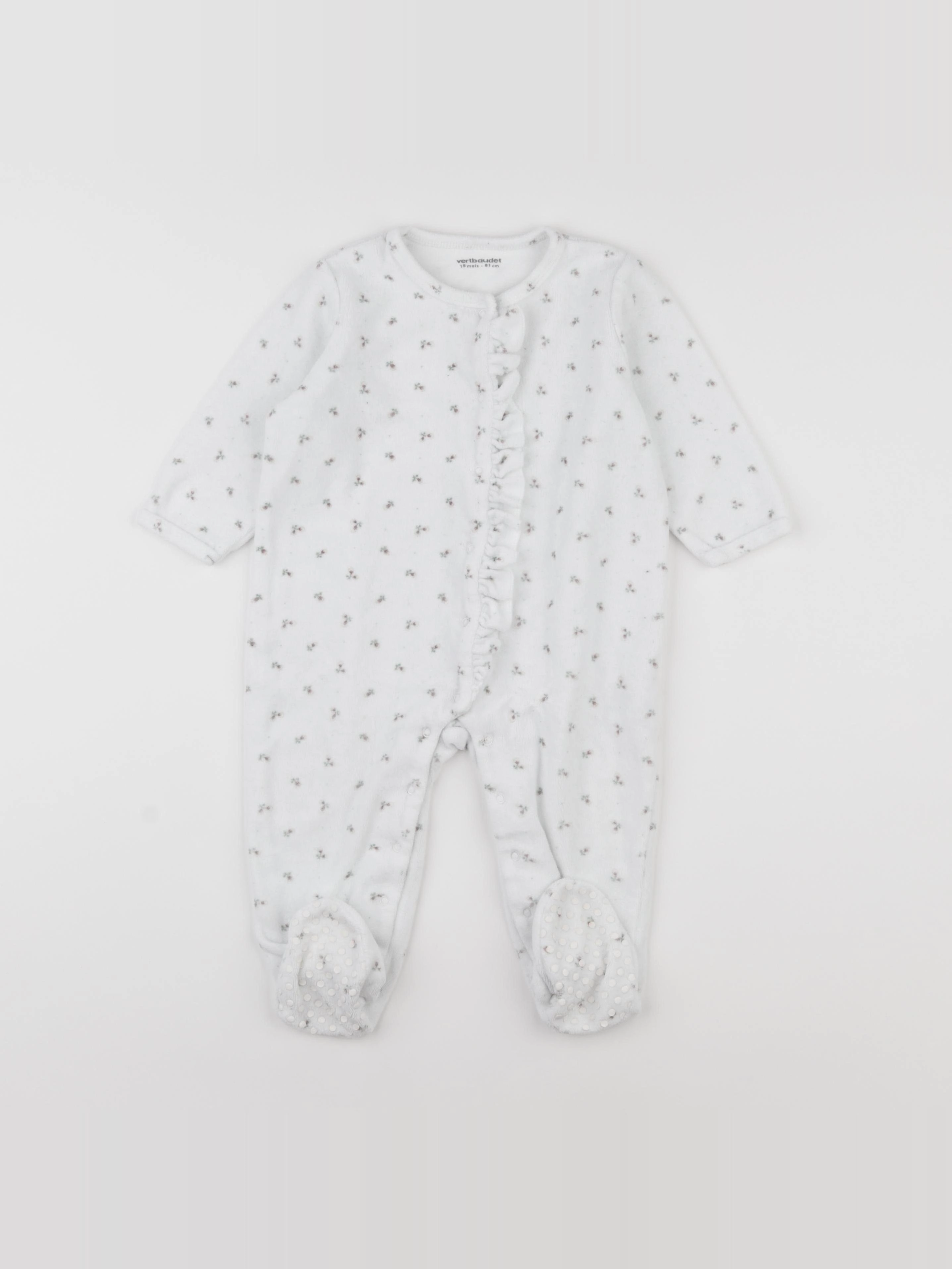 Vertbaudet - pyjama velours blanc - 18 mois