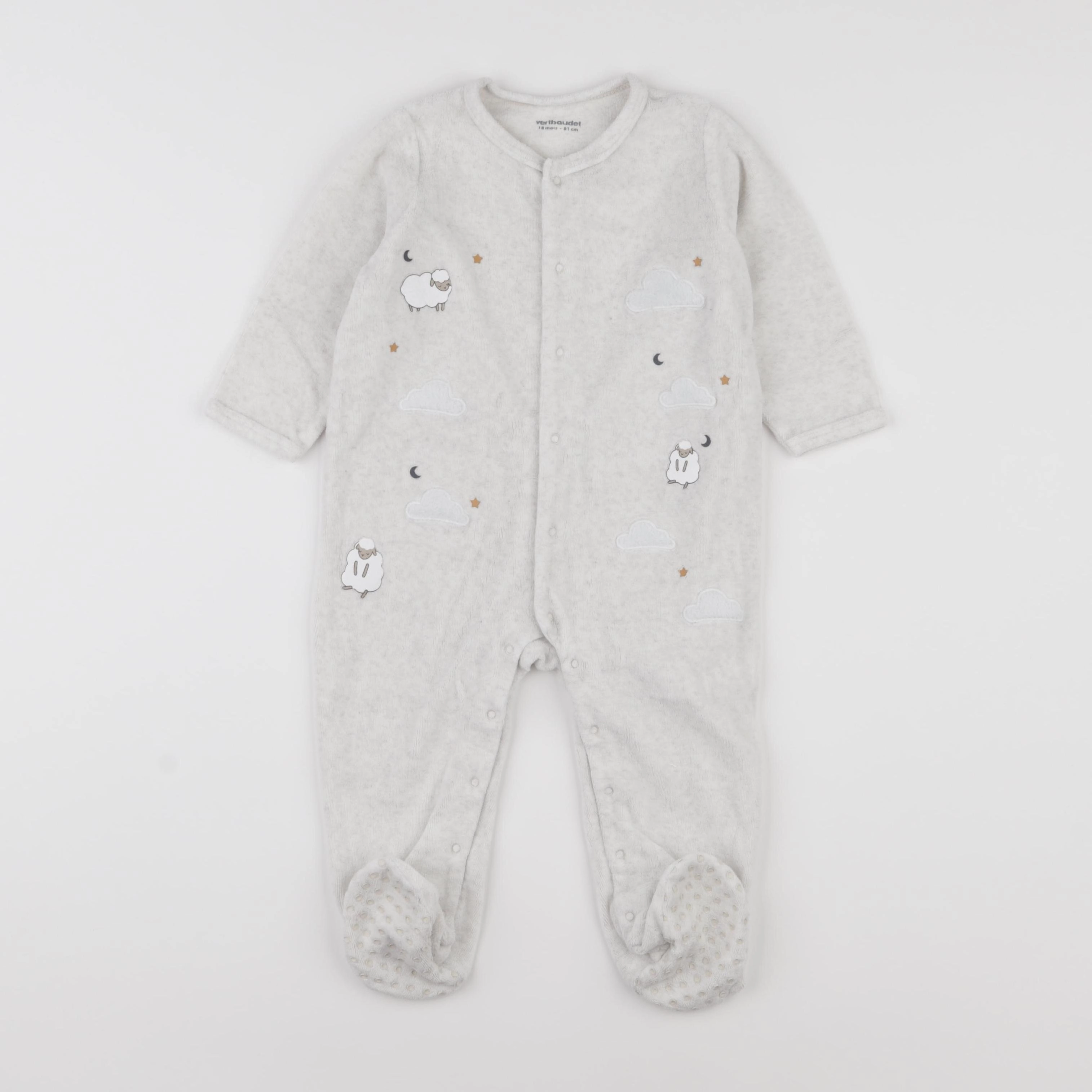 Vertbaudet - pyjama velours beige - 18 mois