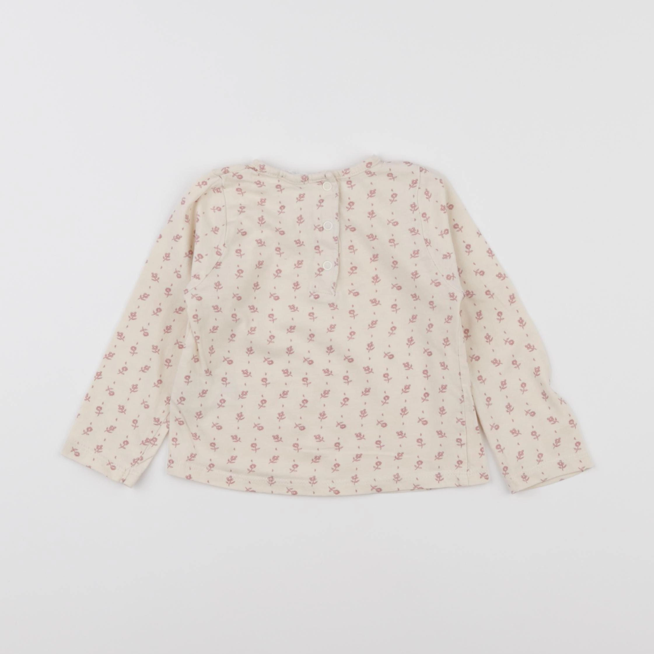 Vertbaudet - tee-shirt beige, rose - 18 mois