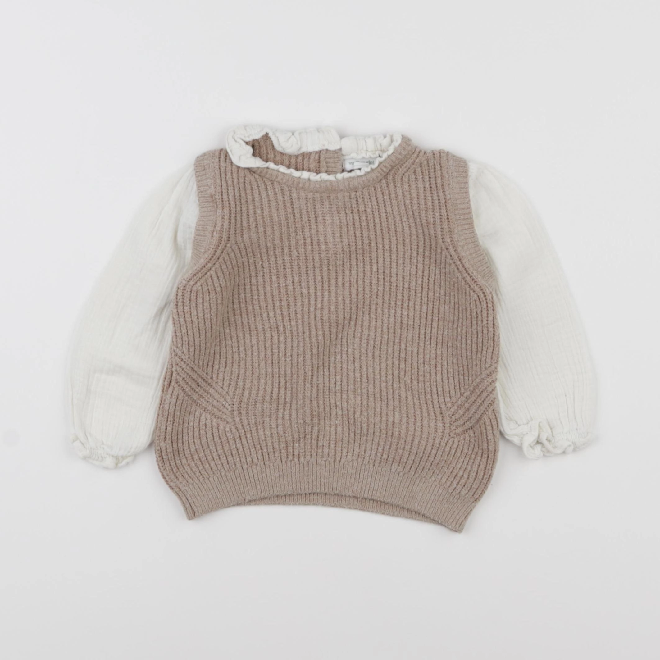 Vertbaudet - pull beige - 18 mois