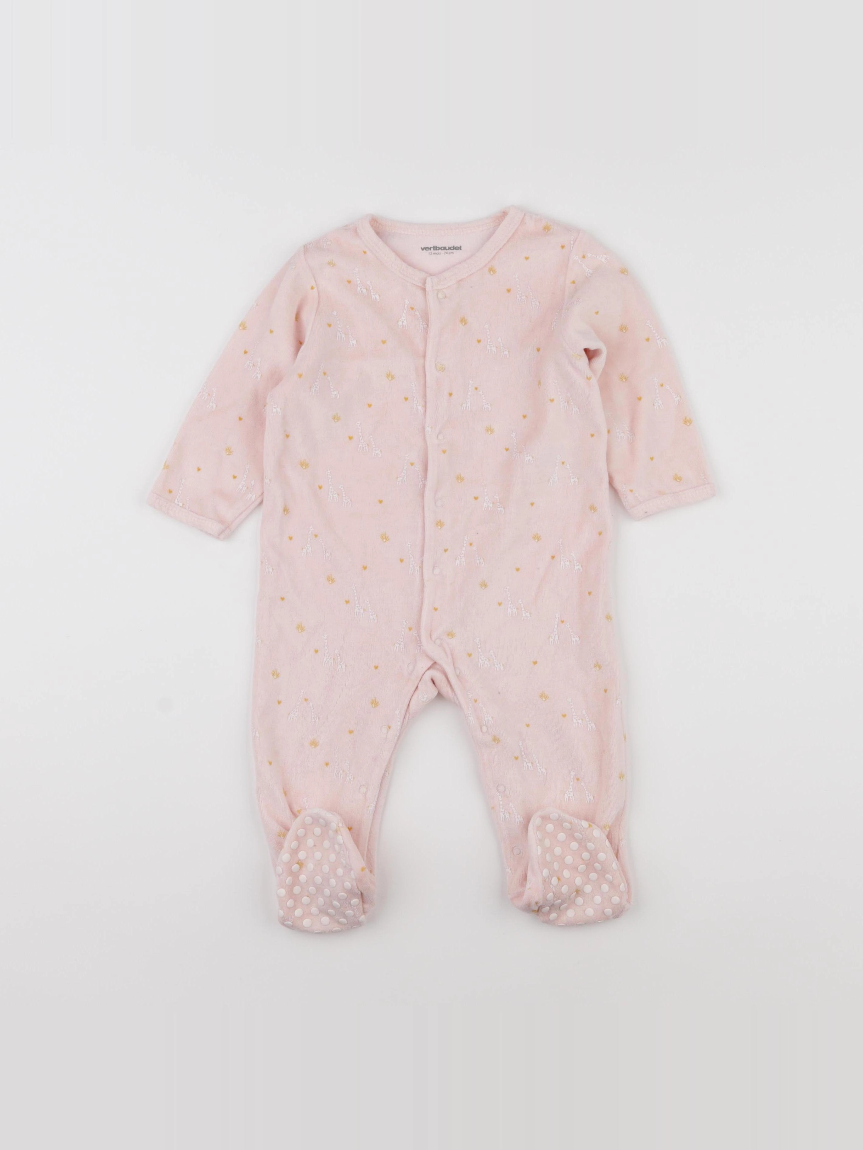 Vertbaudet - pyjama velours rose - 12 mois