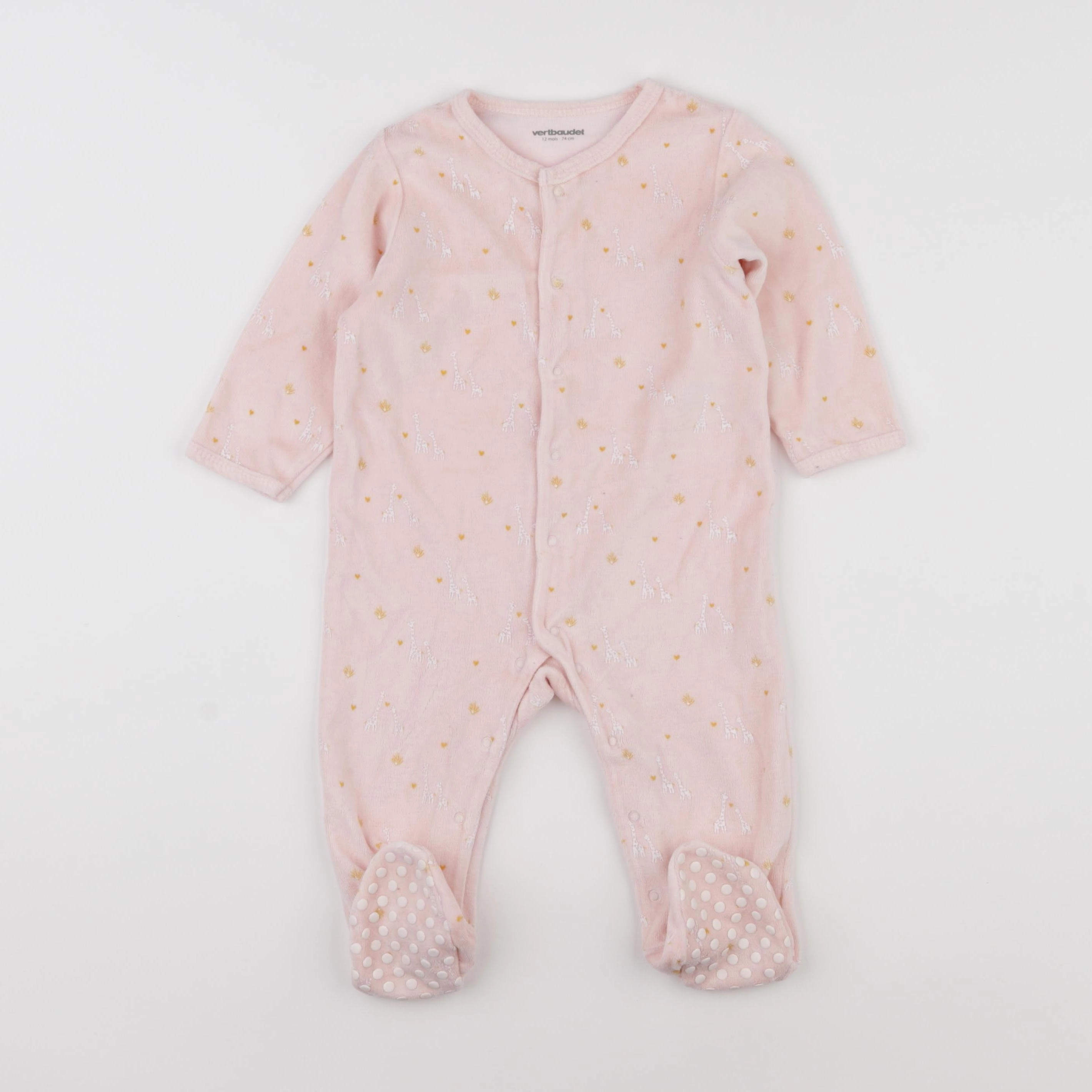 Vertbaudet - pyjama velours rose - 12 mois