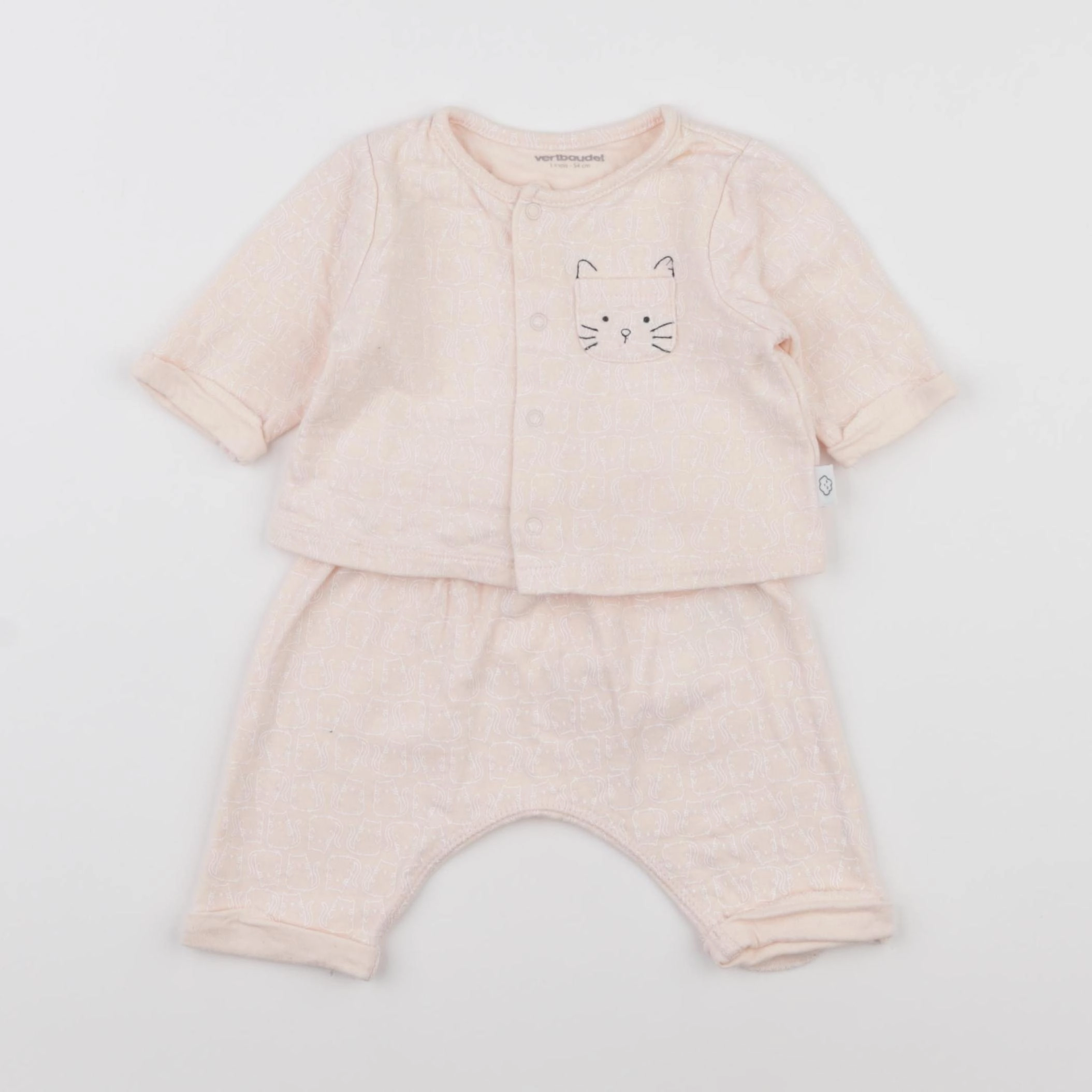 Vertbaudet - ensemble rose - 1 mois