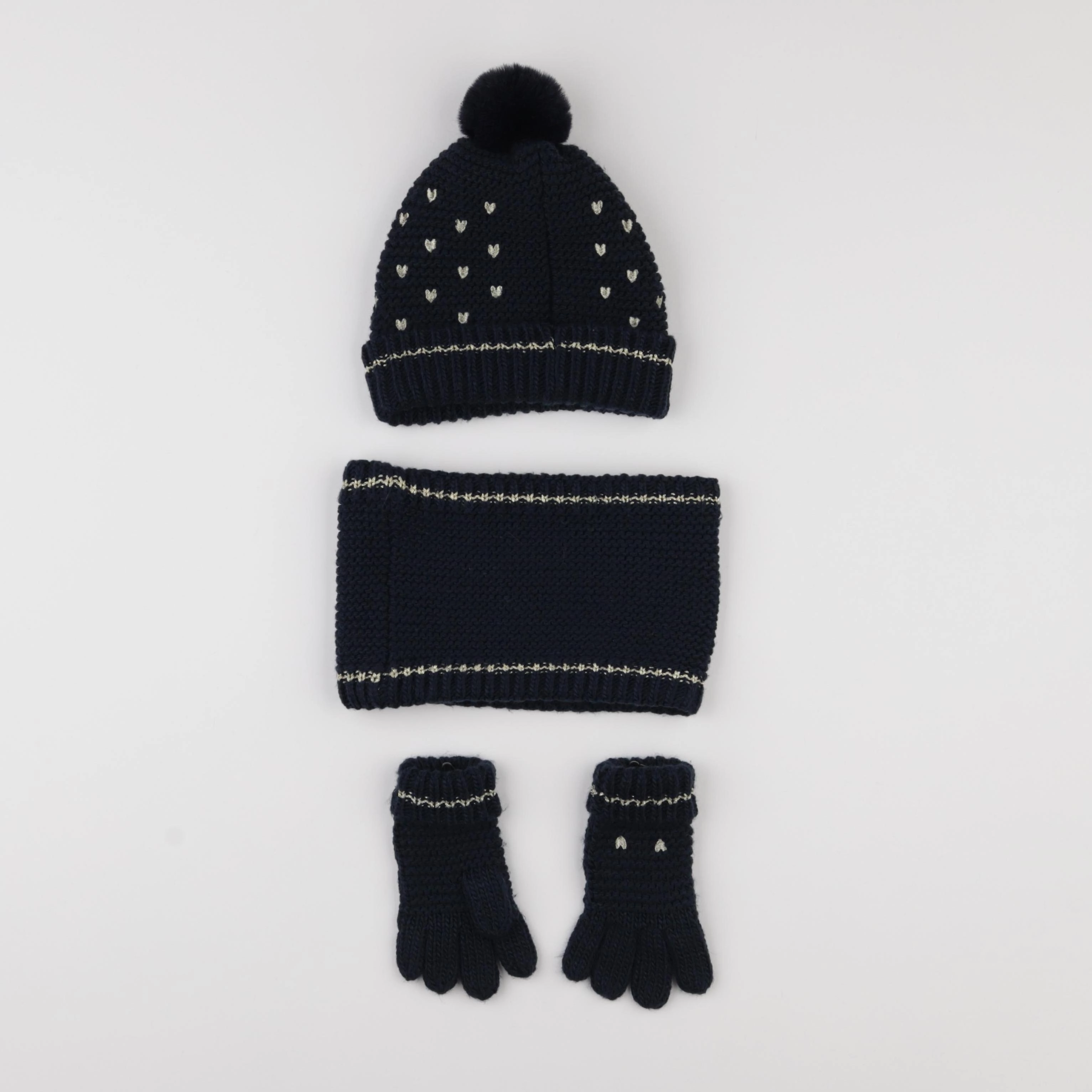 Vertbaudet - ensemble bonnet/moufles/tour de cou bleu - 4/6 ans