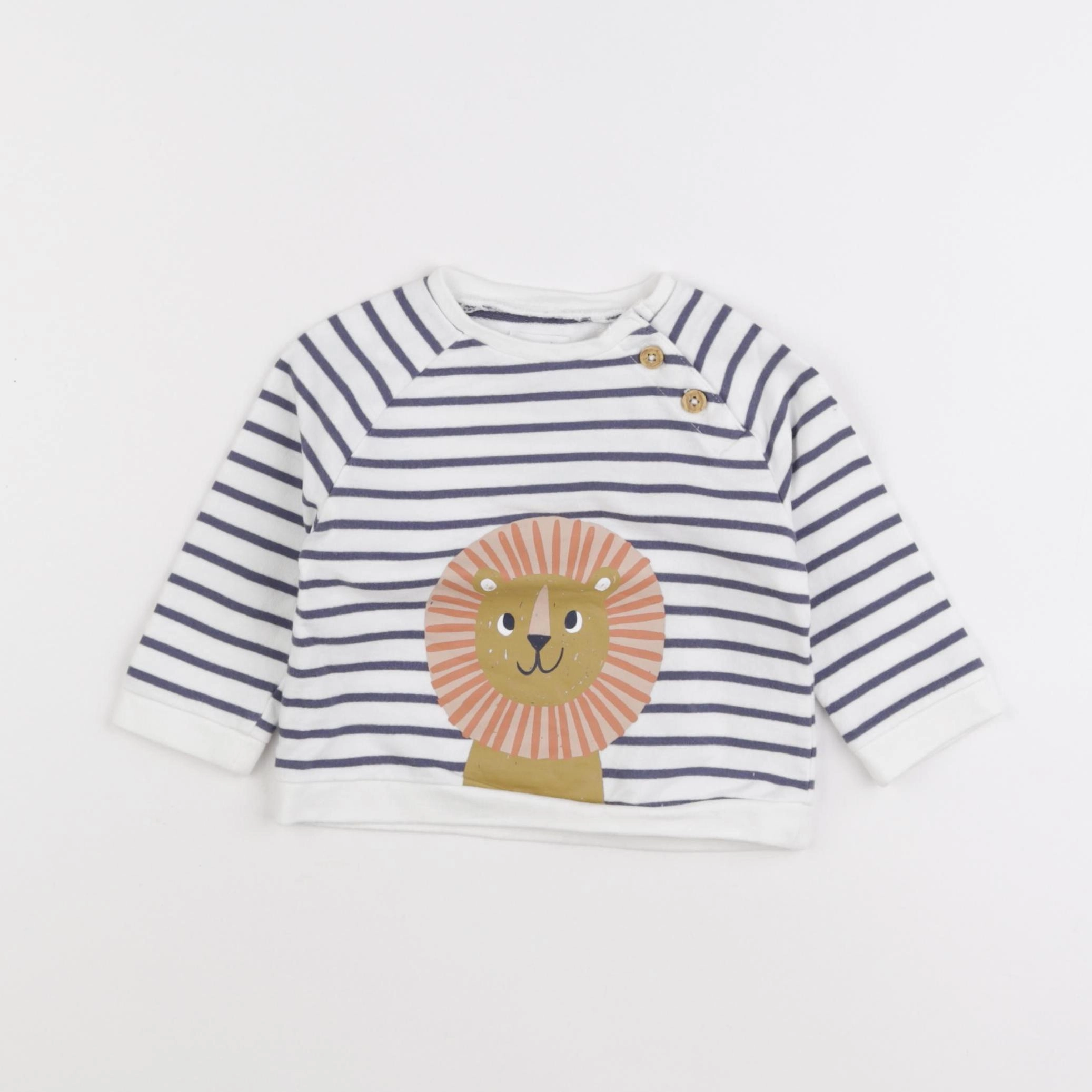 Vertbaudet - sweat blanc, bleu - 12 mois