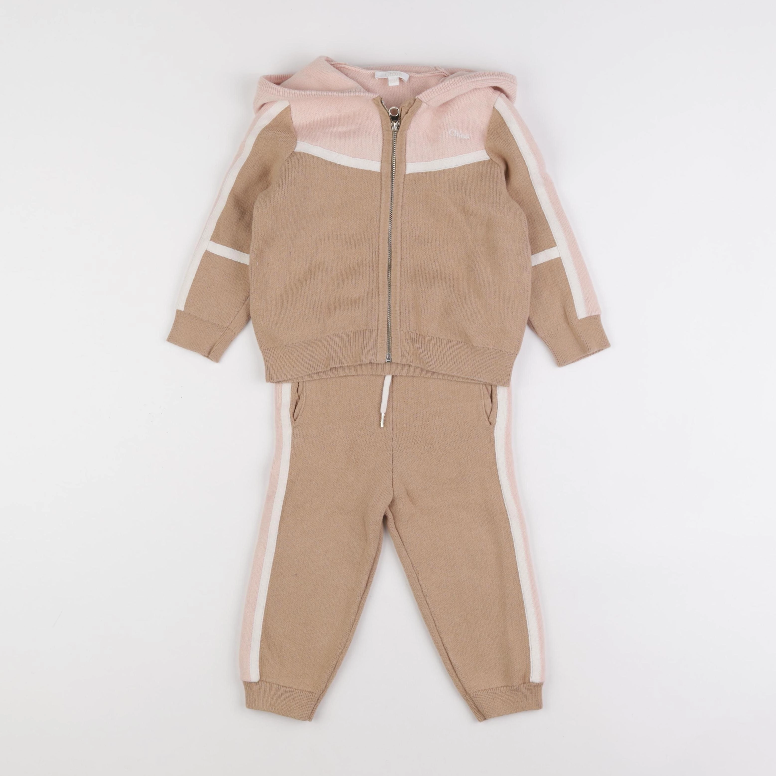 Chloé - ensemble beige, rose - 18 mois