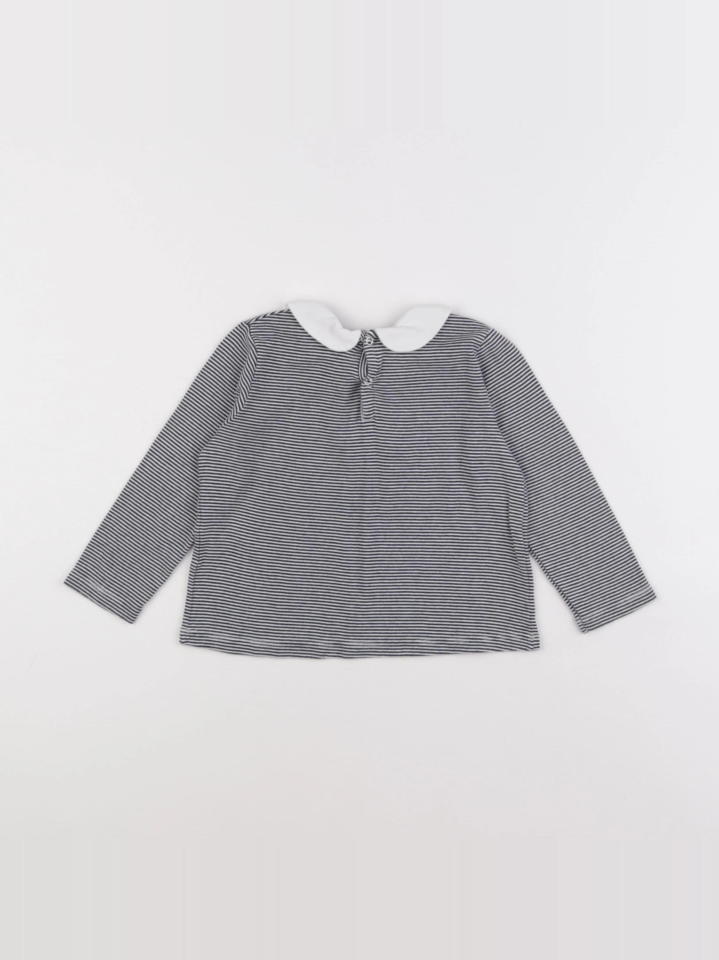 Petit Bateau - tee-shirt bleu, blanc - 36 mois