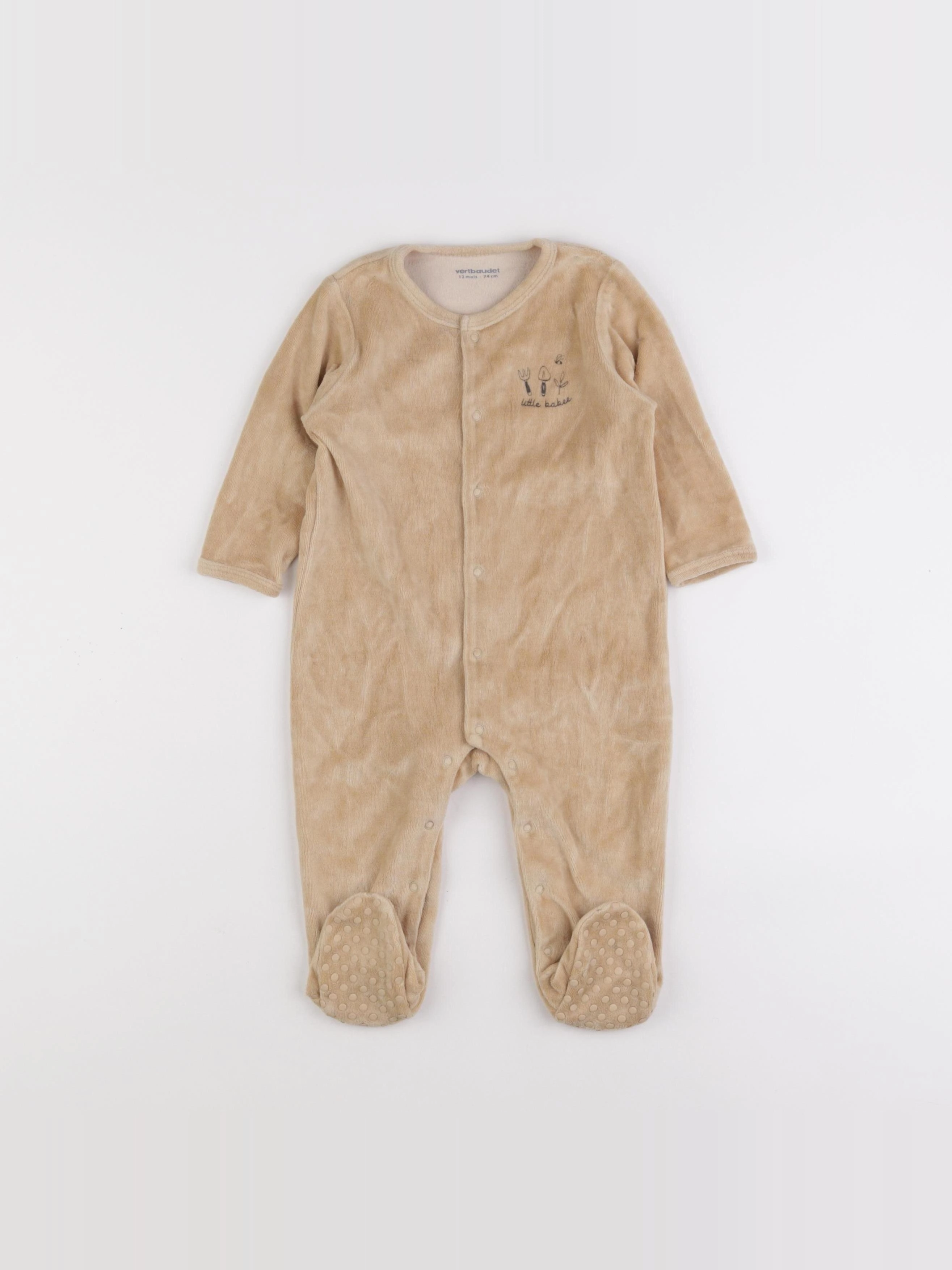 Vertbaudet - pyjama velours marron - 12 mois