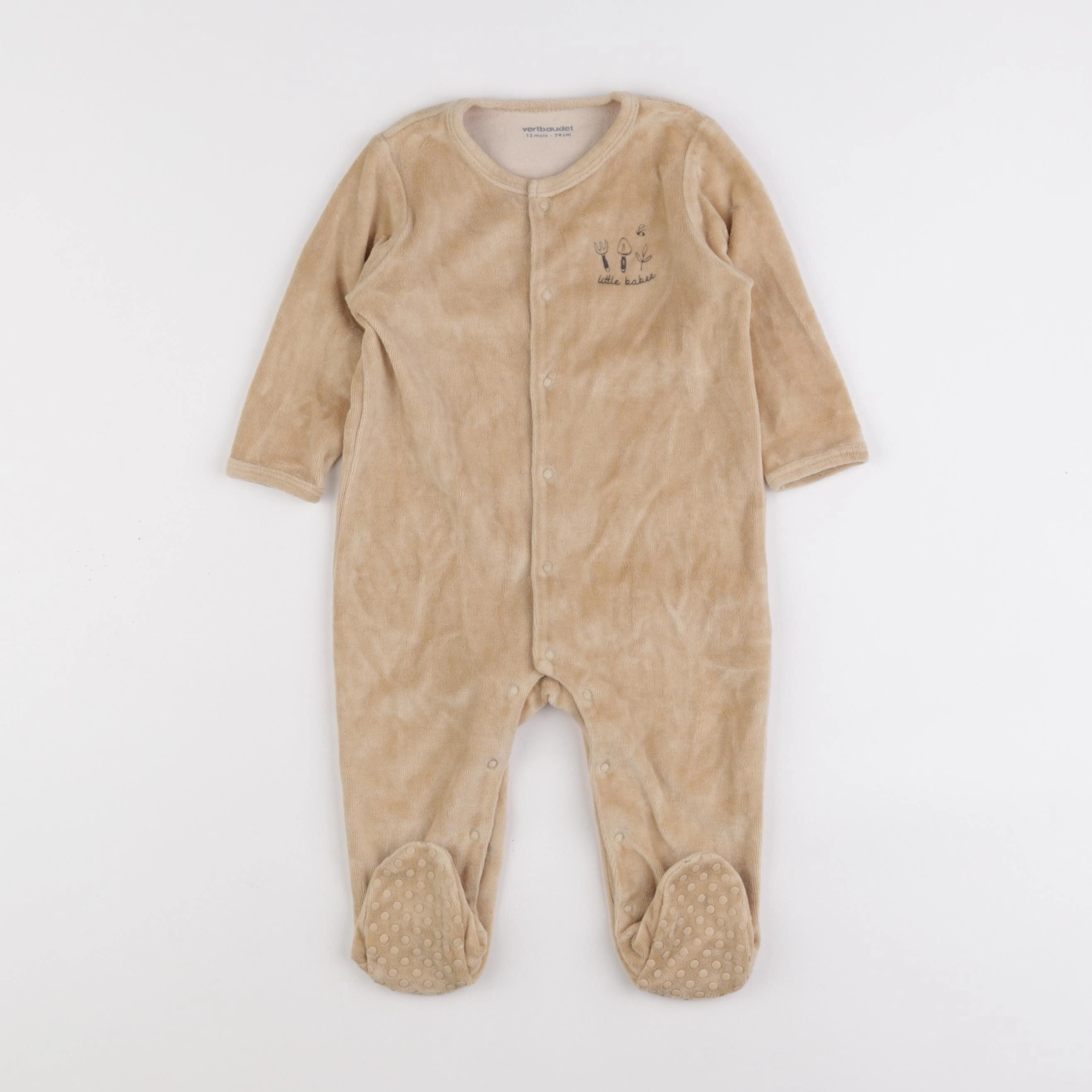 Vertbaudet - pyjama velours marron - 12 mois