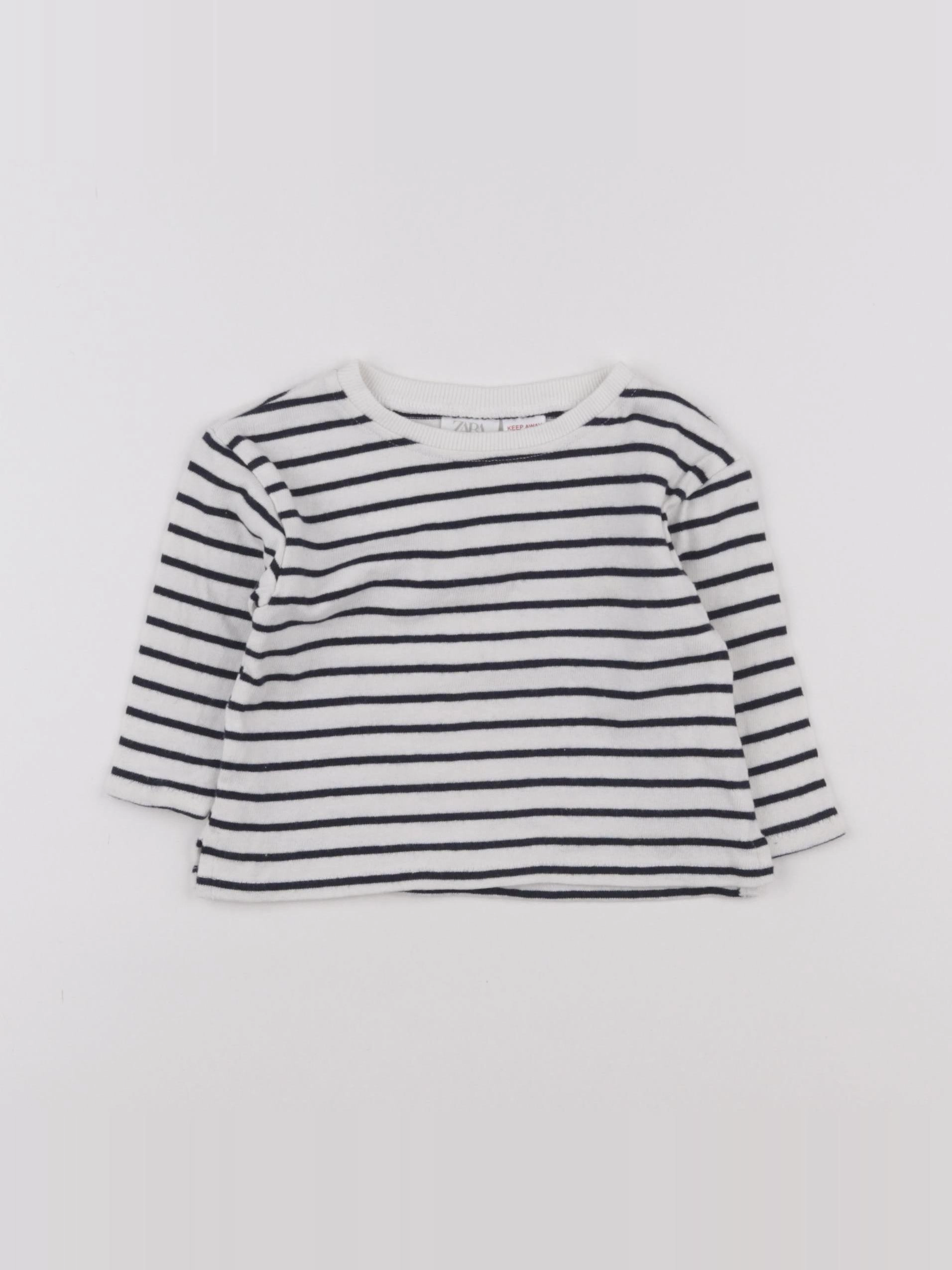 Zara - tee-shirt blanc, bleu - 3/6 mois