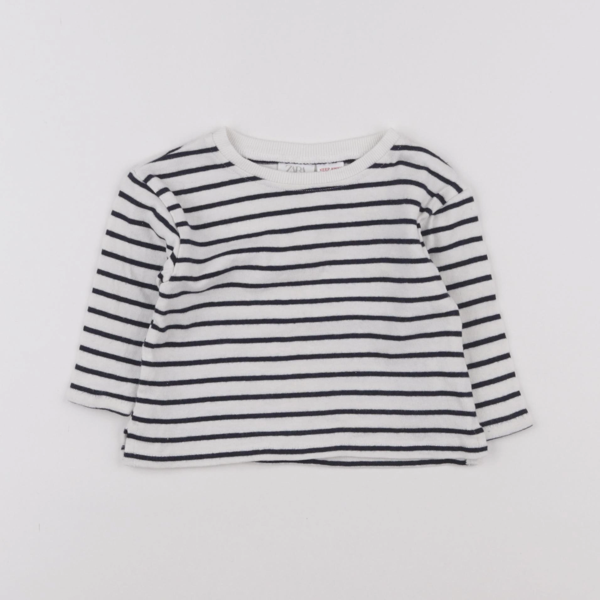 Zara - tee-shirt blanc, bleu - 3/6 mois