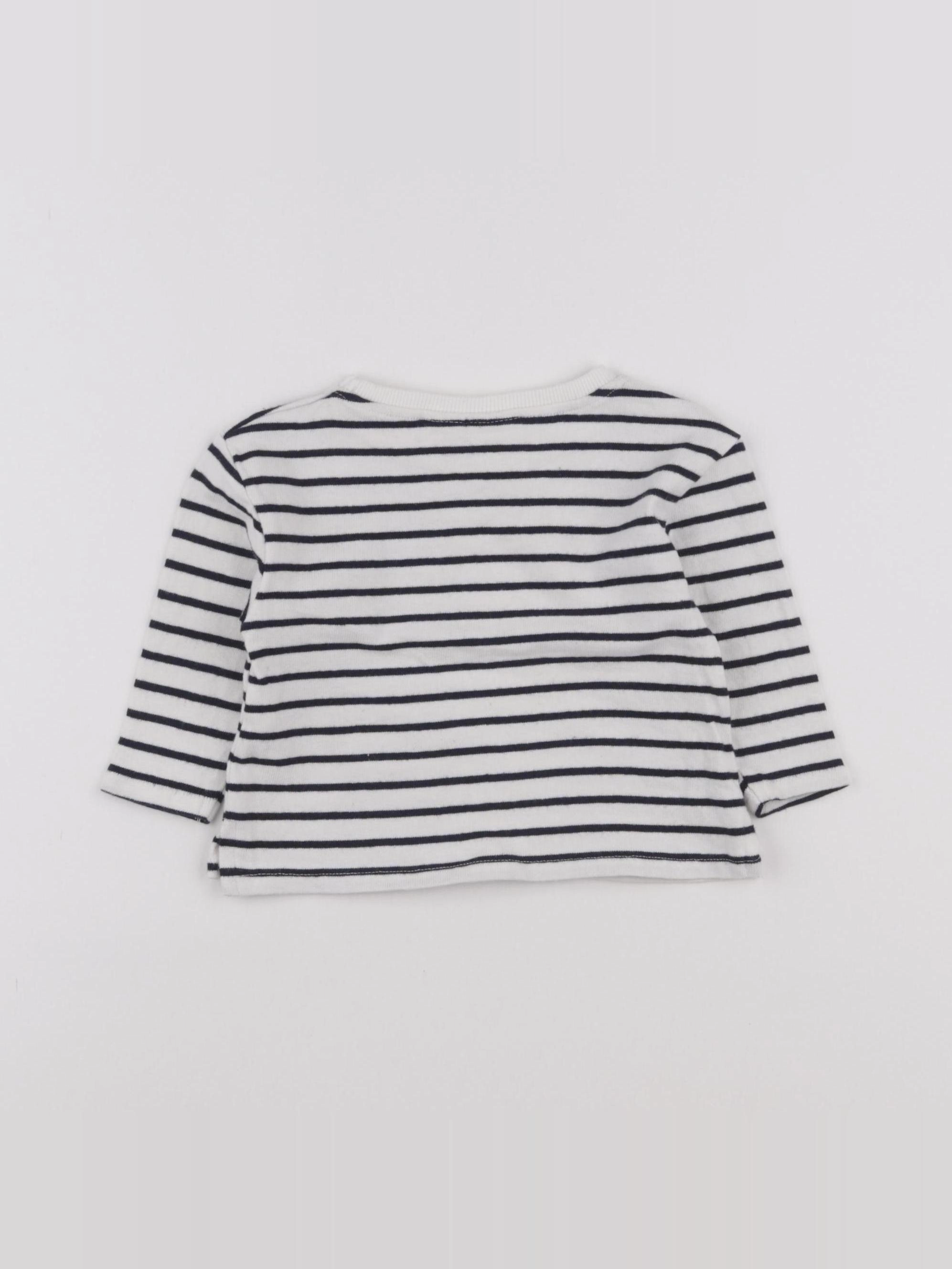 Zara - tee-shirt blanc, bleu - 3/6 mois