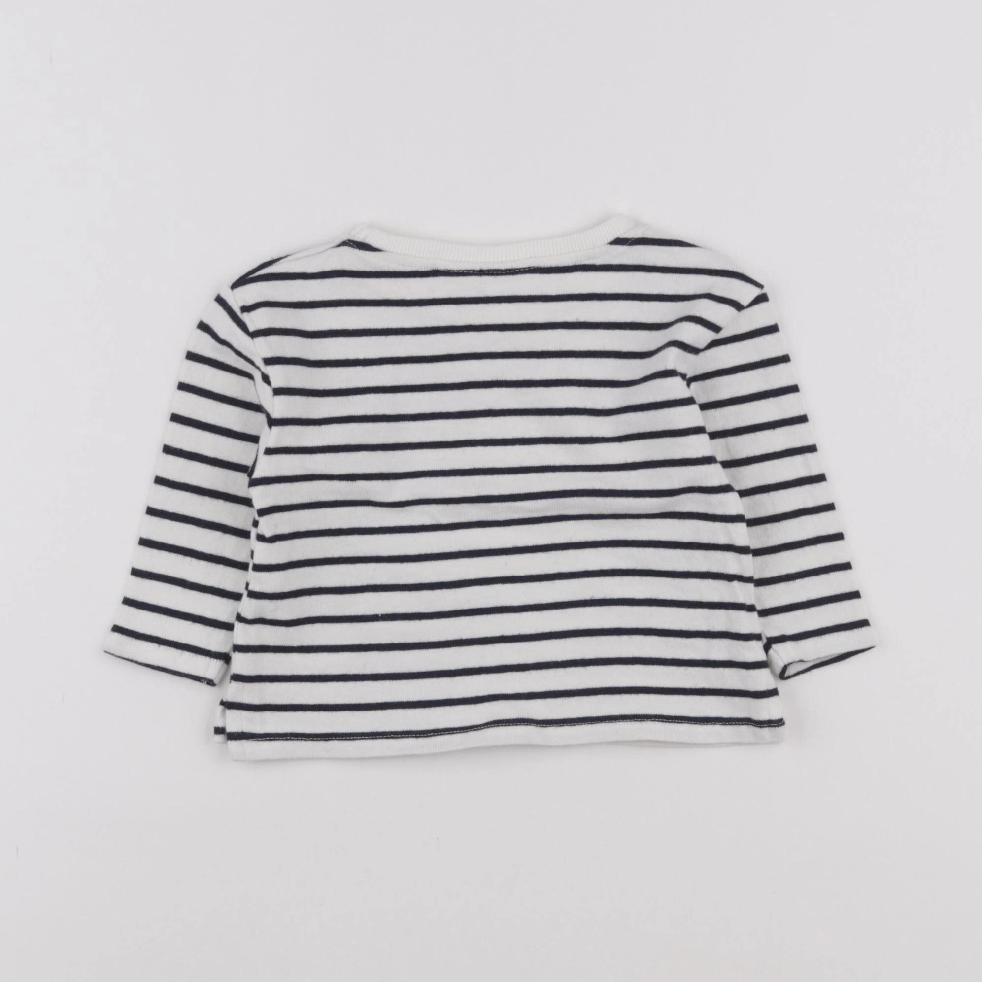 Zara - tee-shirt blanc, bleu - 3/6 mois