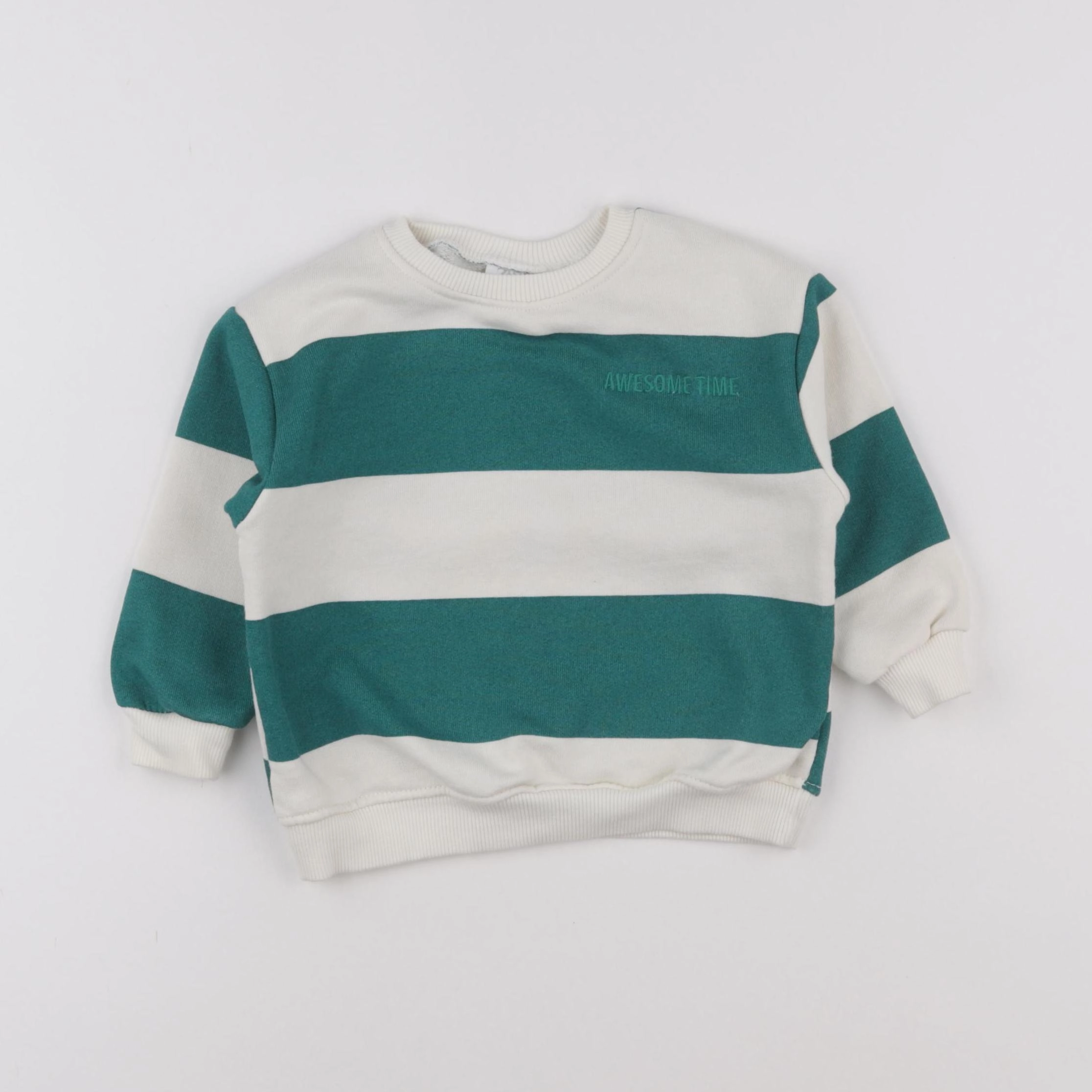 Zara - sweat blanc, vert - 18 mois
