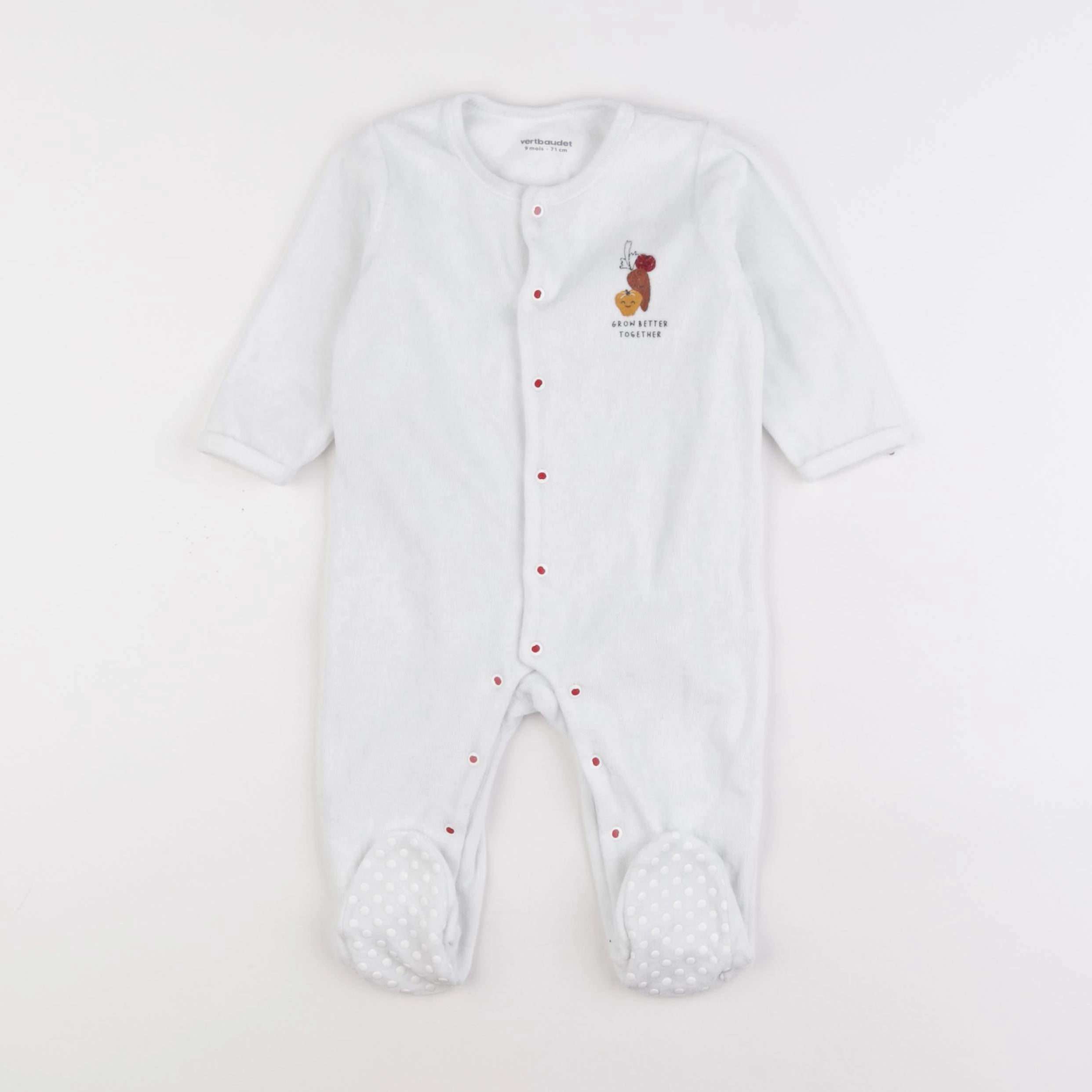 Vertbaudet - pyjama velours blanc - 9 mois