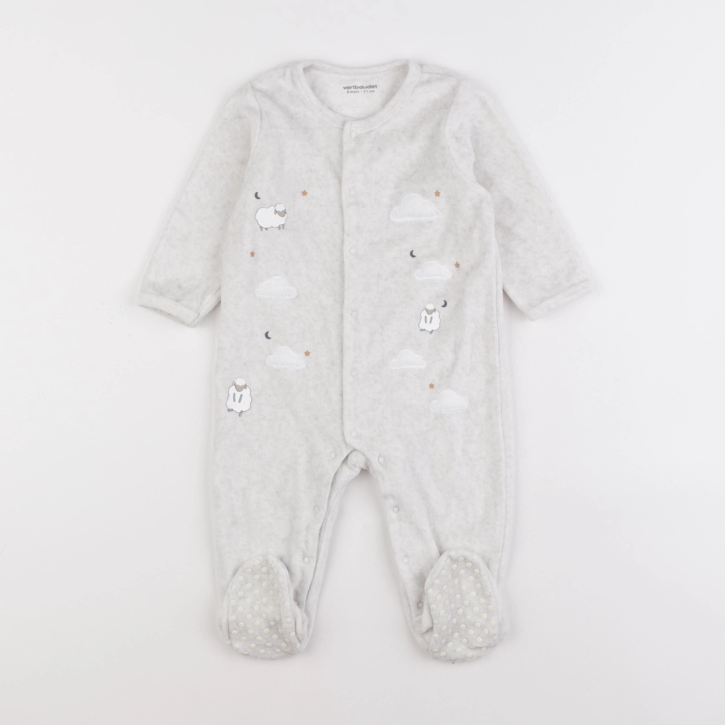 Vertbaudet - pyjama velours beige - 9 mois
