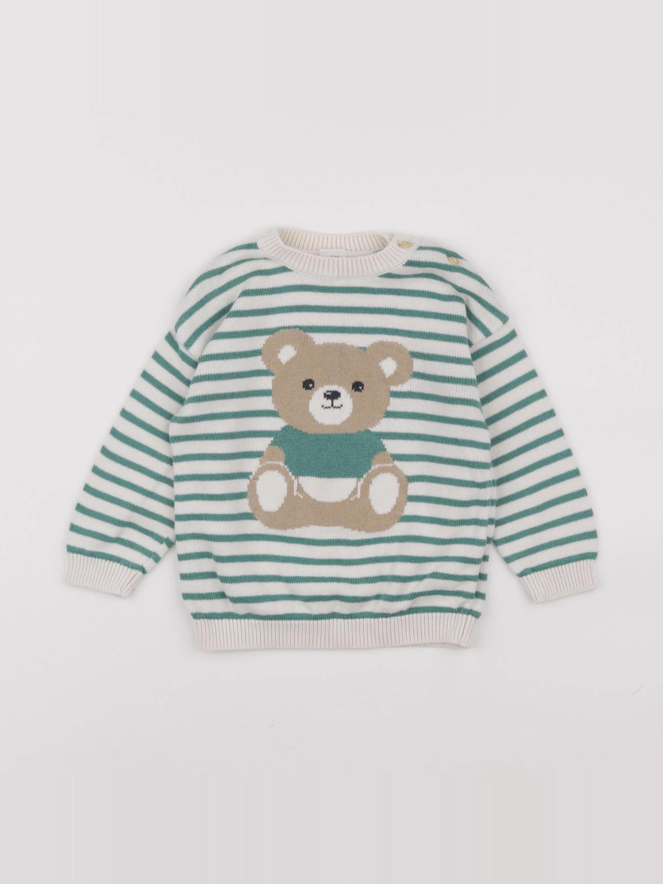 H&M - pull beige, vert - 9/12 mois