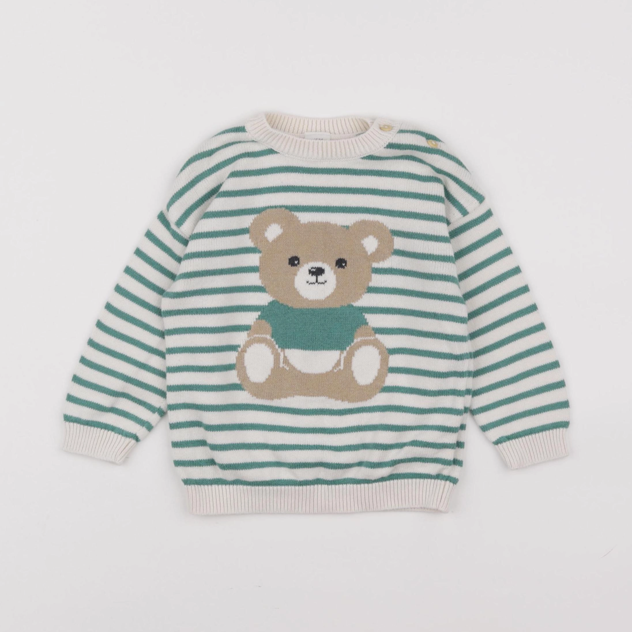 H&M - pull beige, vert - 9/12 mois
