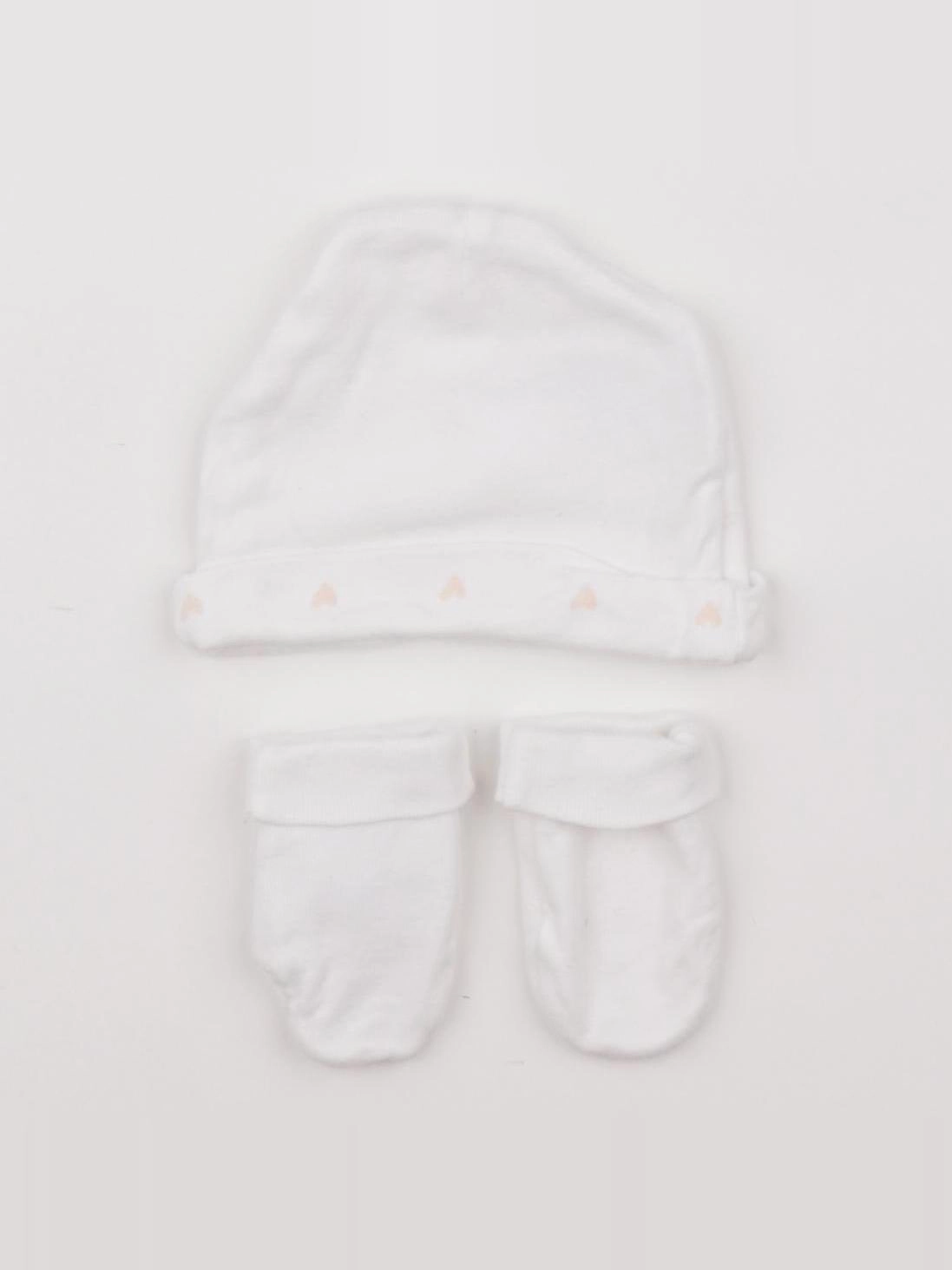Vertbaudet - ensemble bonnet/moufles blanc - 9/12 mois