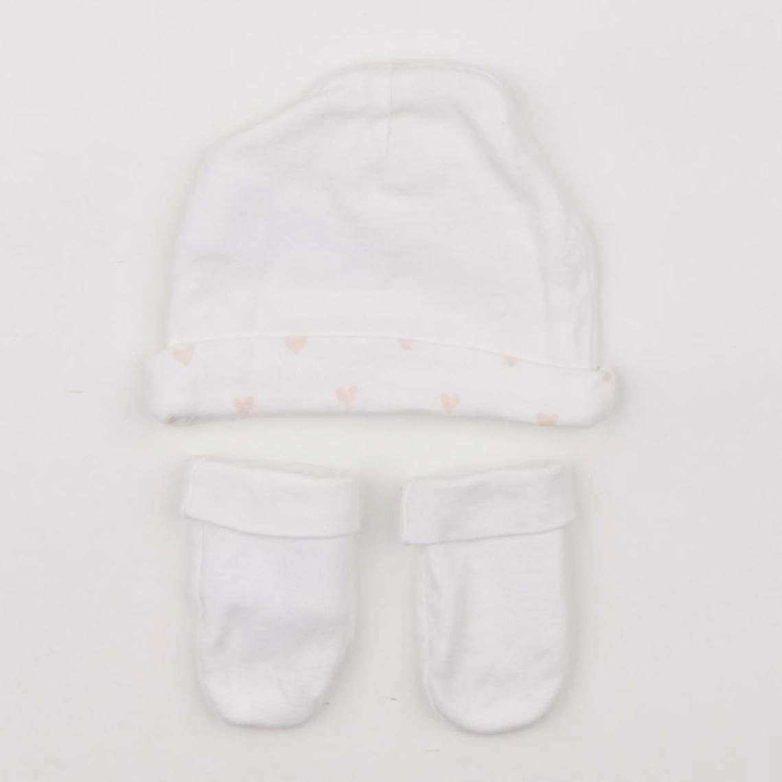 Vertbaudet - ensemble bonnet/moufles blanc - 9/12 mois