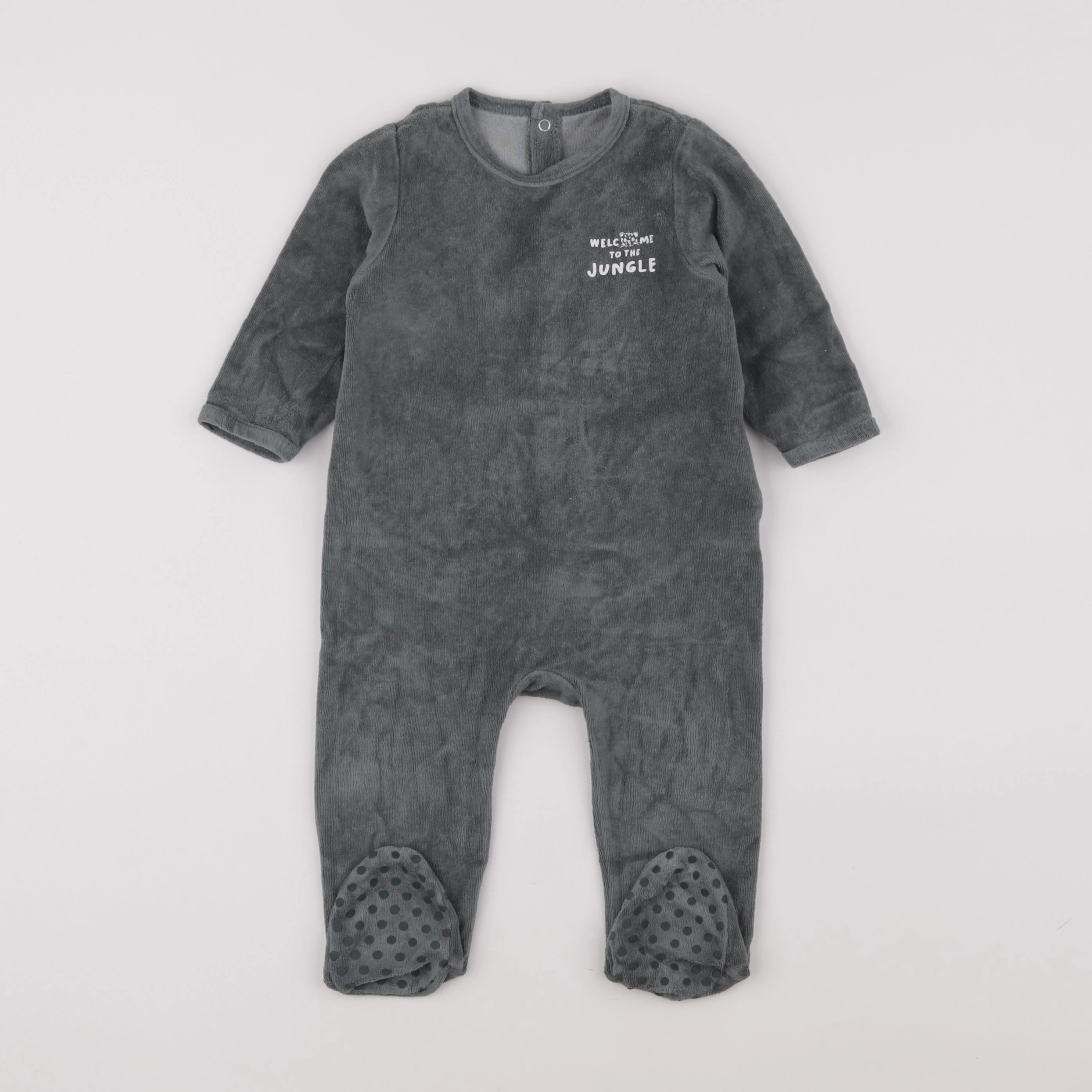 Vertbaudet - pyjama velours gris - 9 mois
