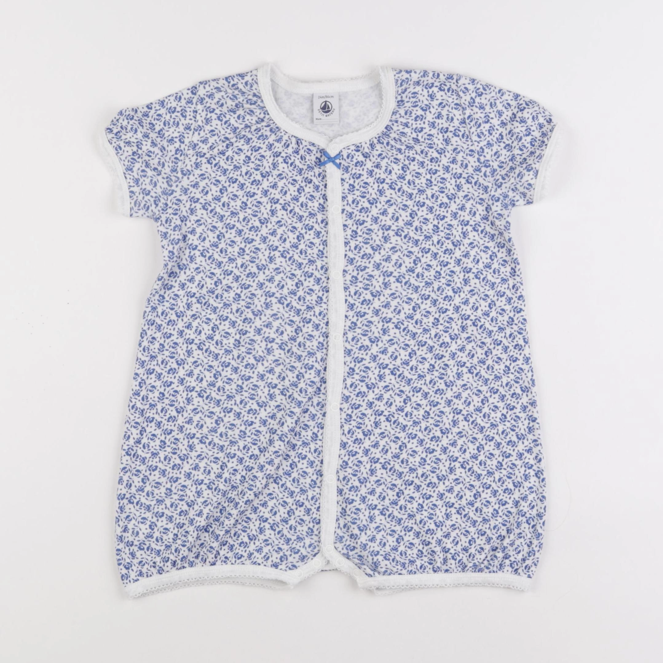 Petit Bateau - pyjama coton bleu, blanc - 2 ans