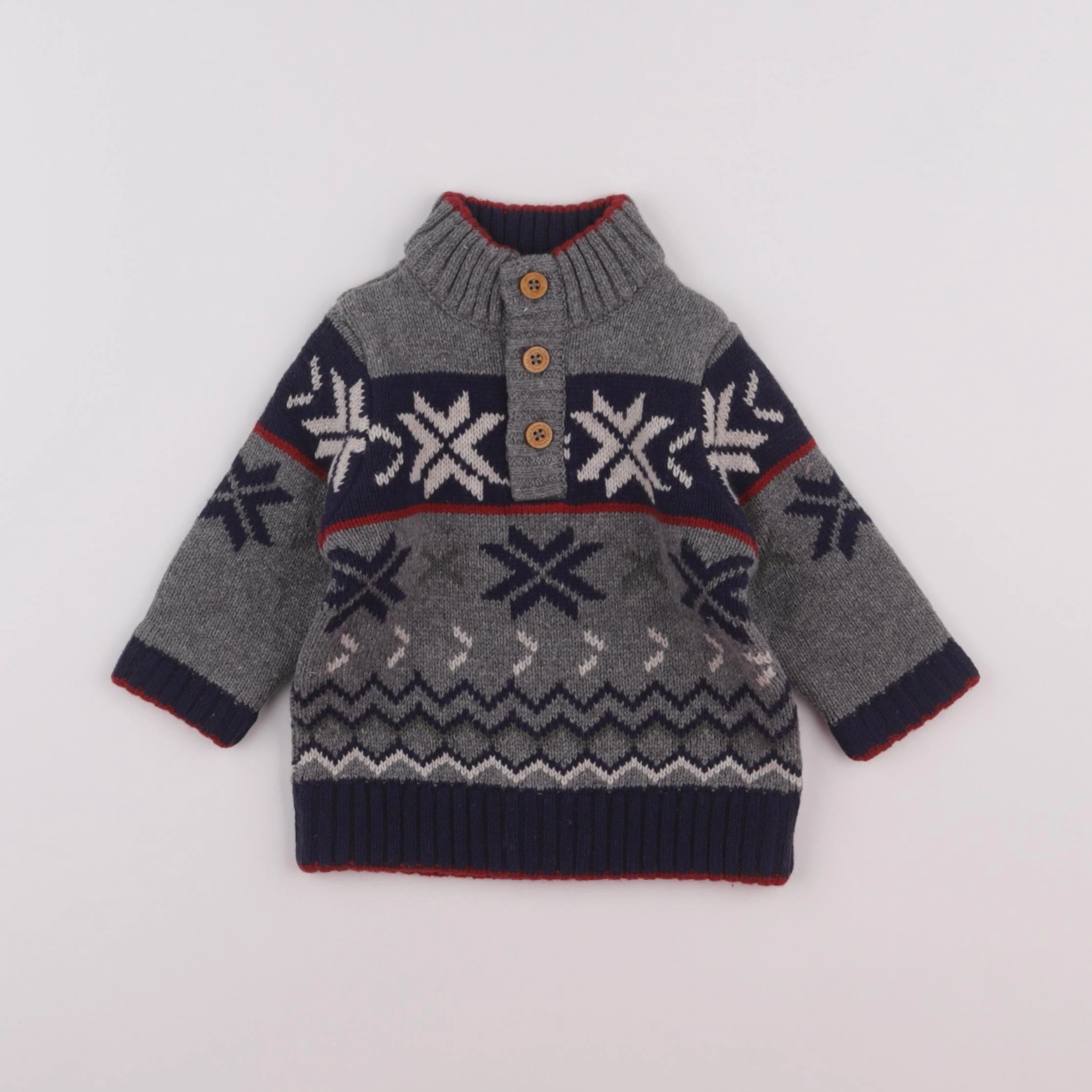 Cadet Rousselle - pull gris, bleu - 12 mois