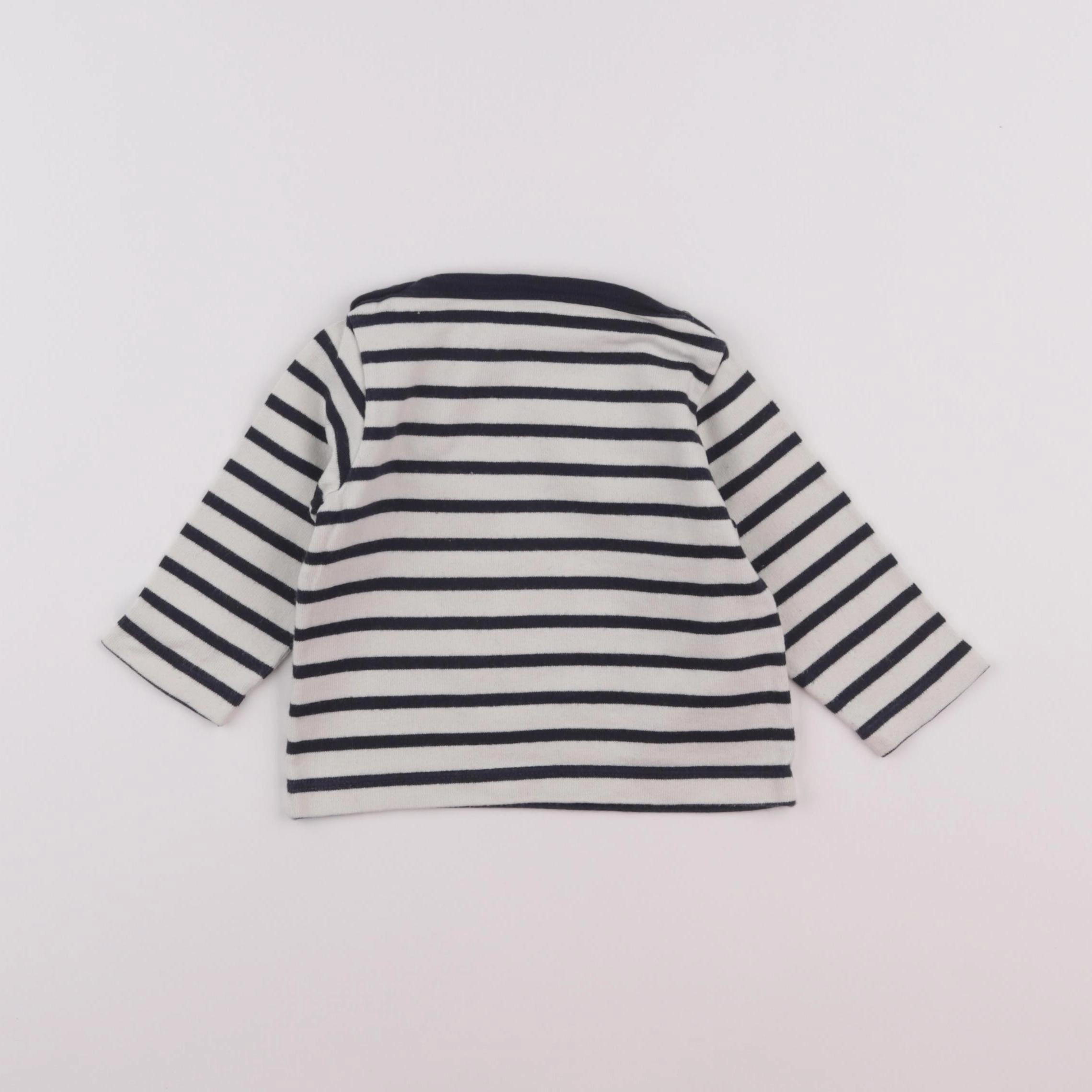 Petit Bateau - tee-shirt blanc, bleu - 12 mois