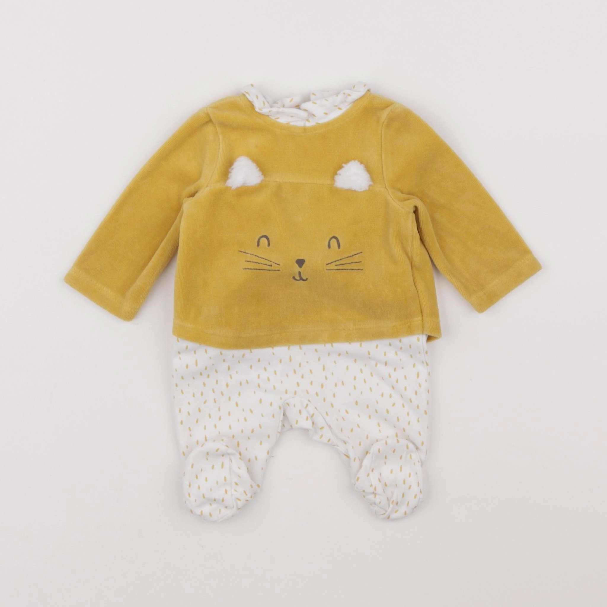 Tape à l'oeil - pyjama velours jaune - 0 mois