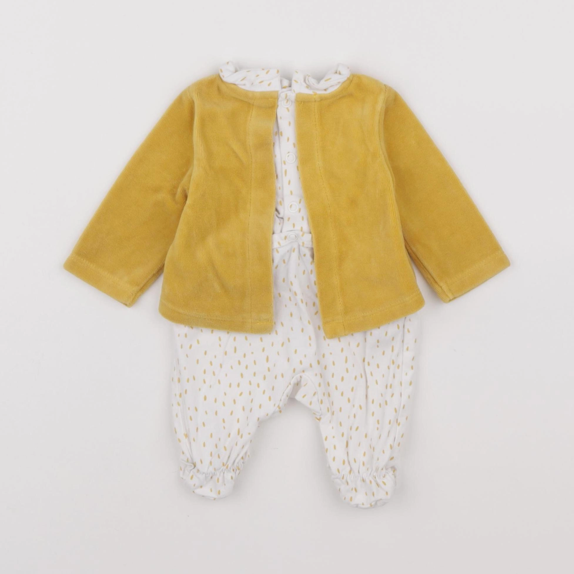Tape à l'oeil - pyjama velours jaune - 0 mois