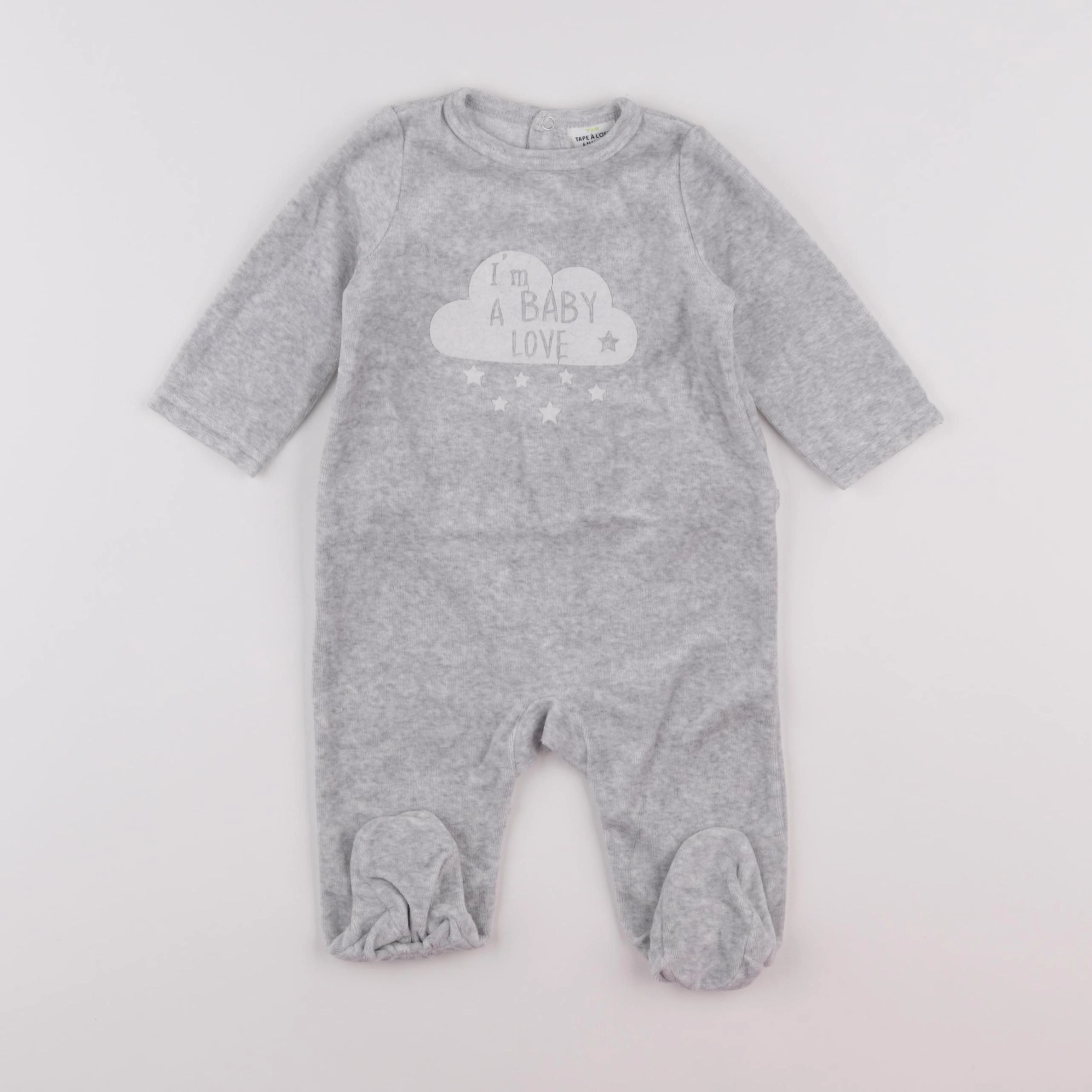 Tape à l'oeil - pyjama velours gris - 6 mois