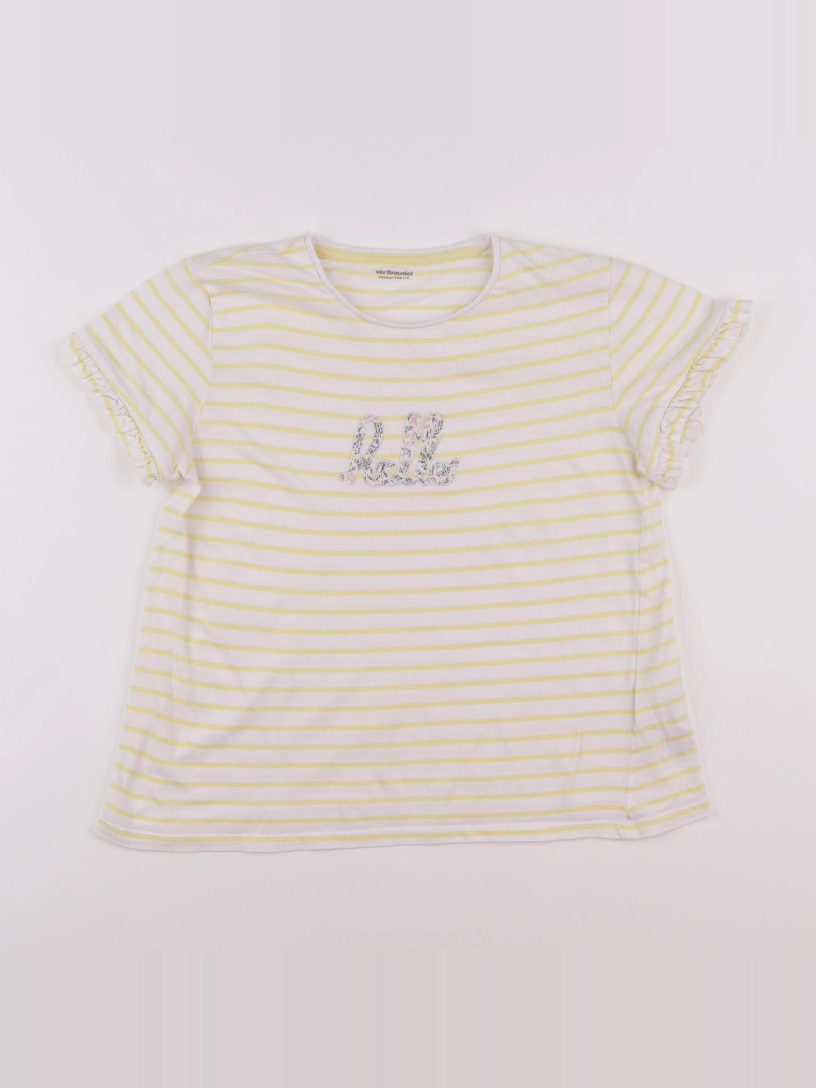 Vertbaudet - tee-shirt blanc, jaune - 14 ans