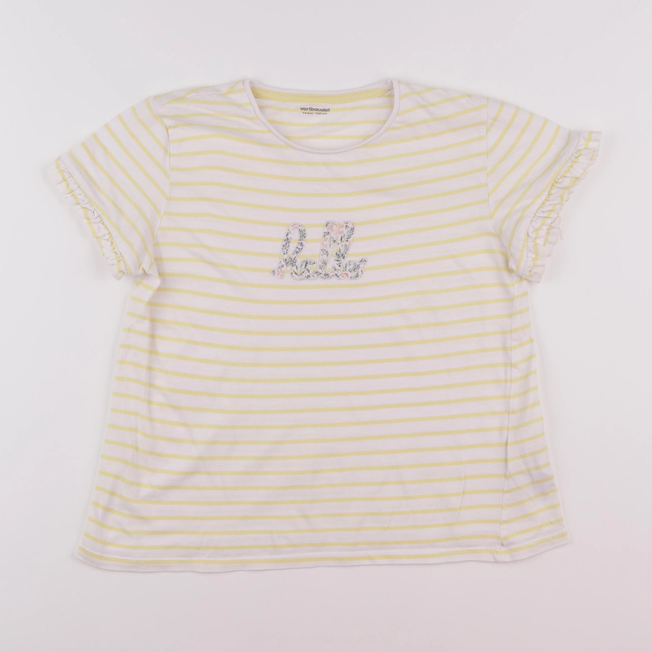 Vertbaudet - tee-shirt blanc, jaune - 14 ans