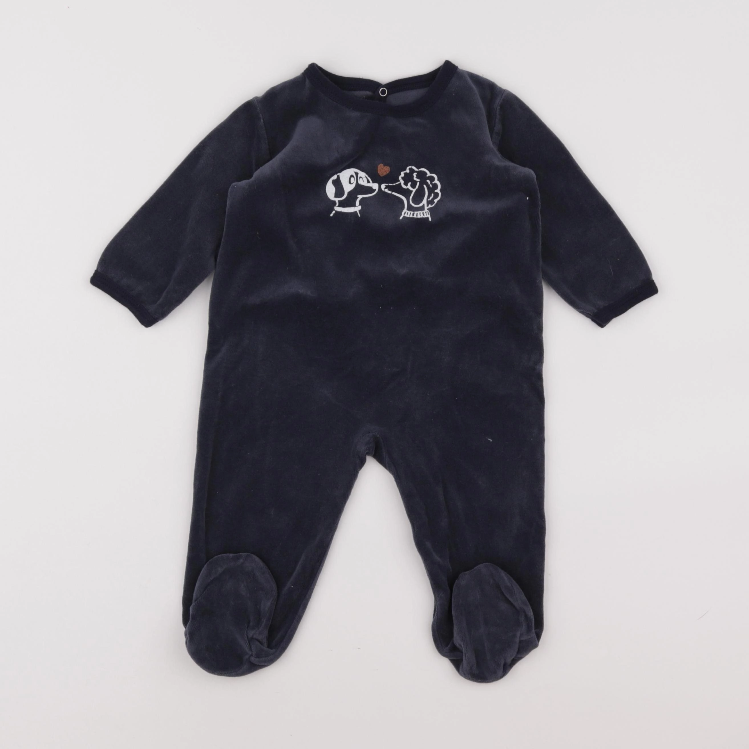 Petit Bateau - pyjama velours bleu - 12 mois