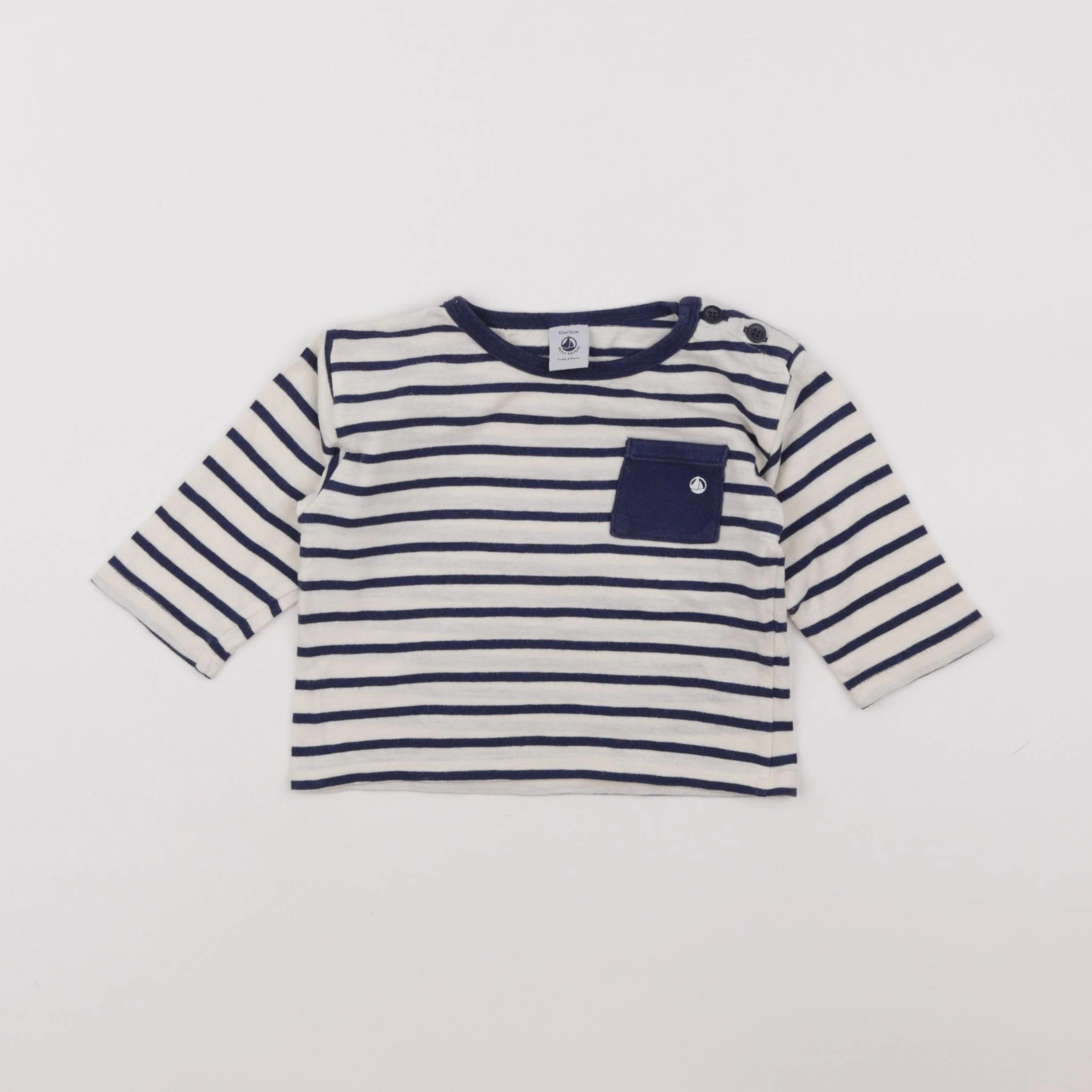 Petit Bateau - tee-shirt bleu - 12 mois