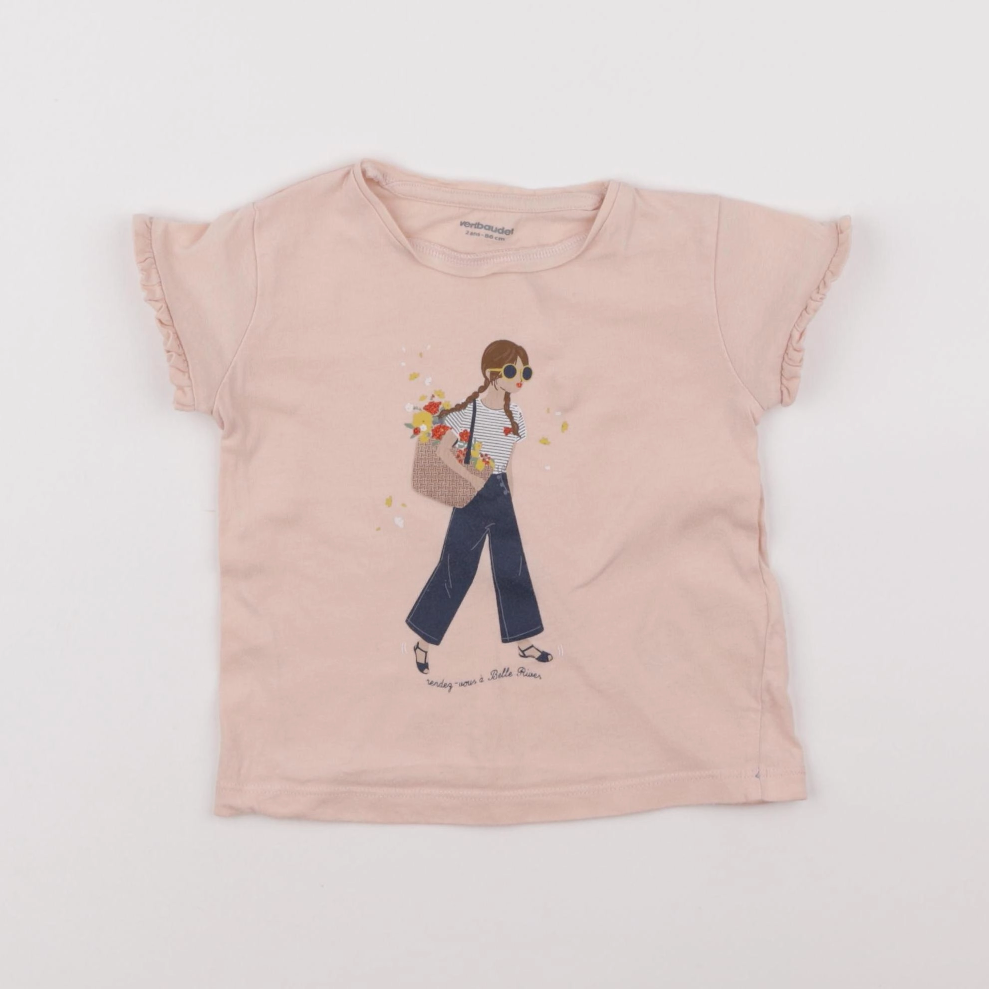 Vertbaudet - tee-shirt rose - 2 ans