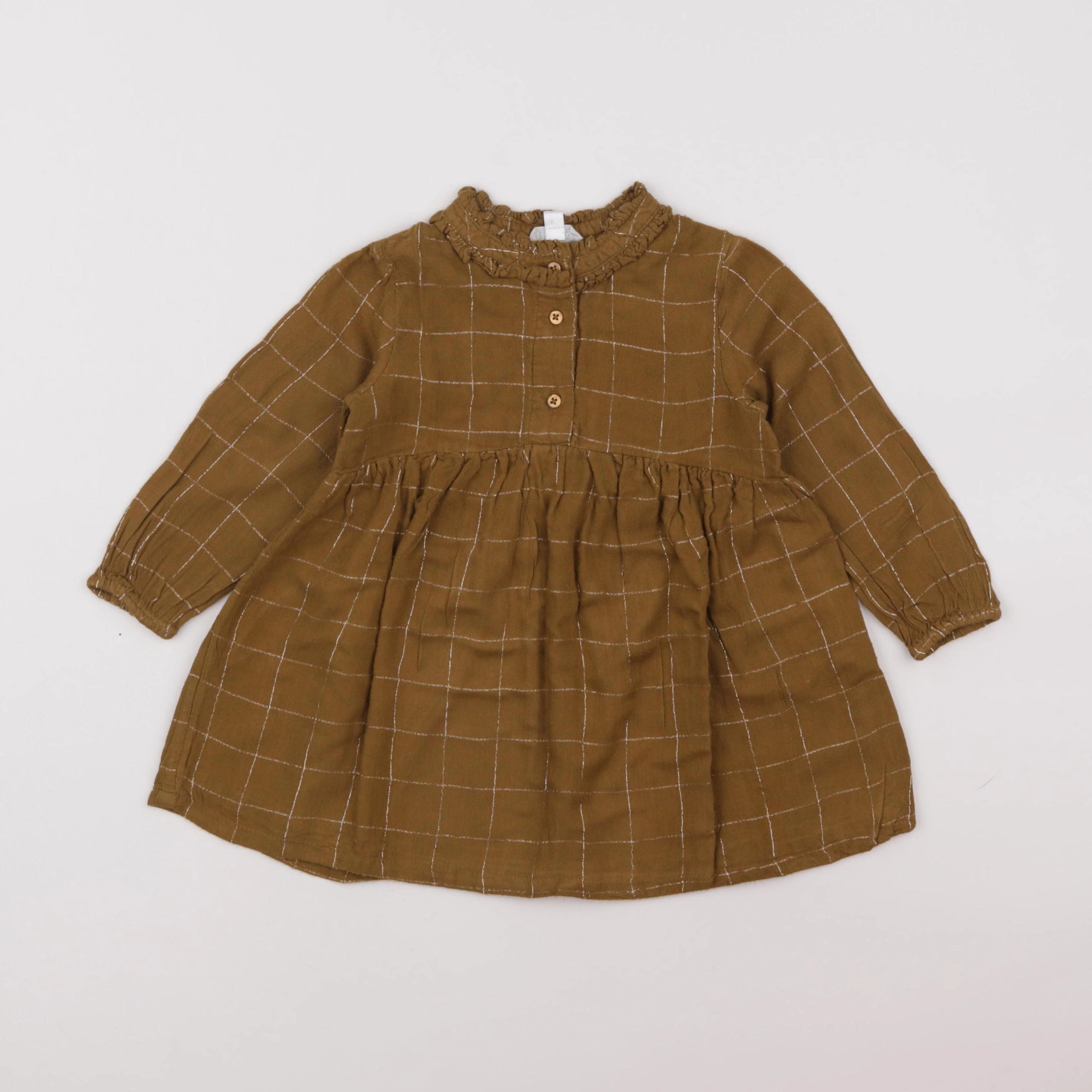 Vertbaudet - robe or, marron - 2 ans
