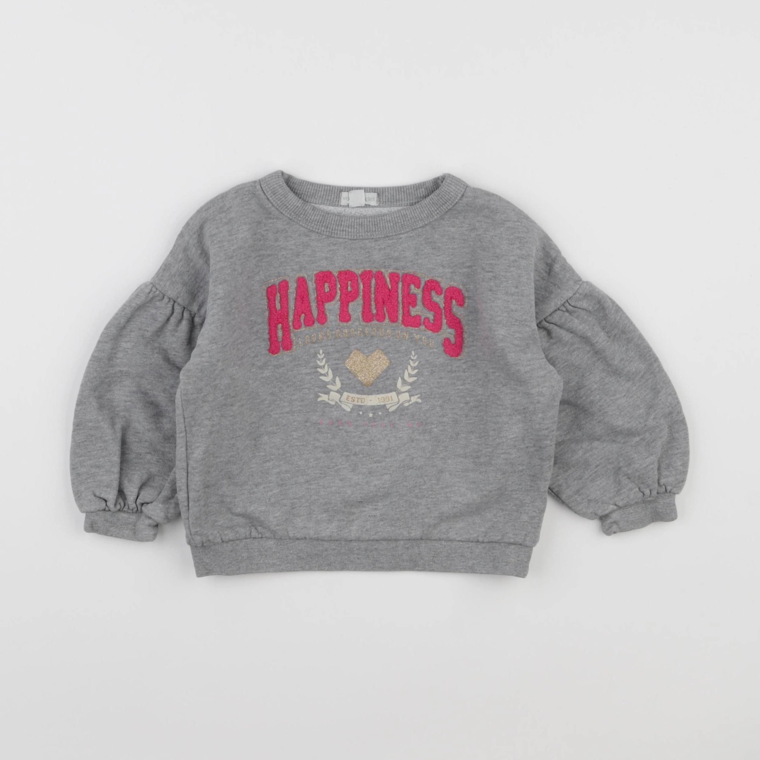 Vertbaudet - sweat gris, rose - 2 ans