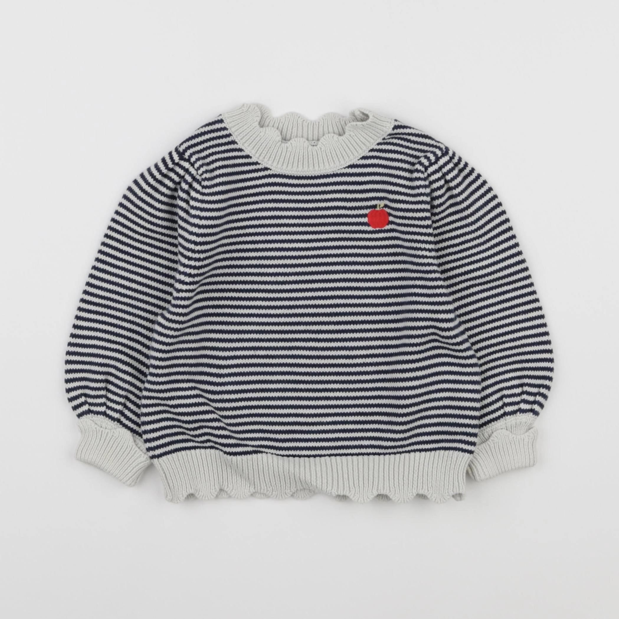 Vertbaudet - pull blanc, bleu - 2 ans