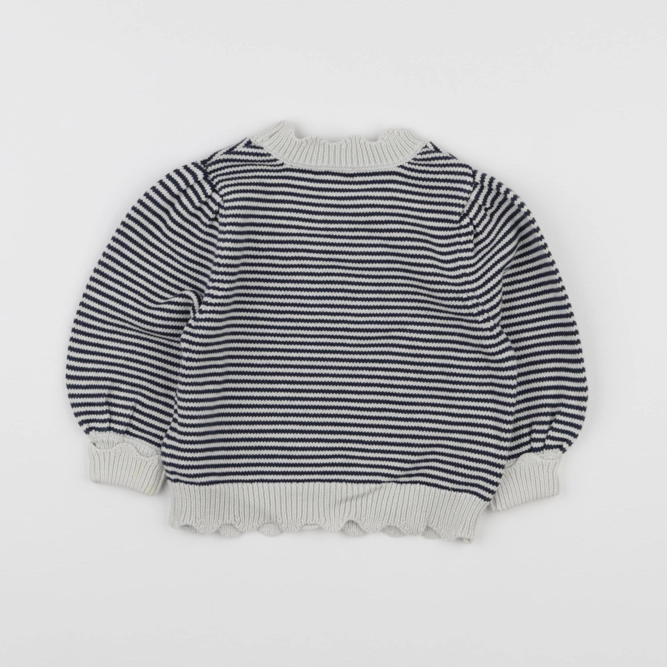 Vertbaudet - pull blanc, bleu - 2 ans