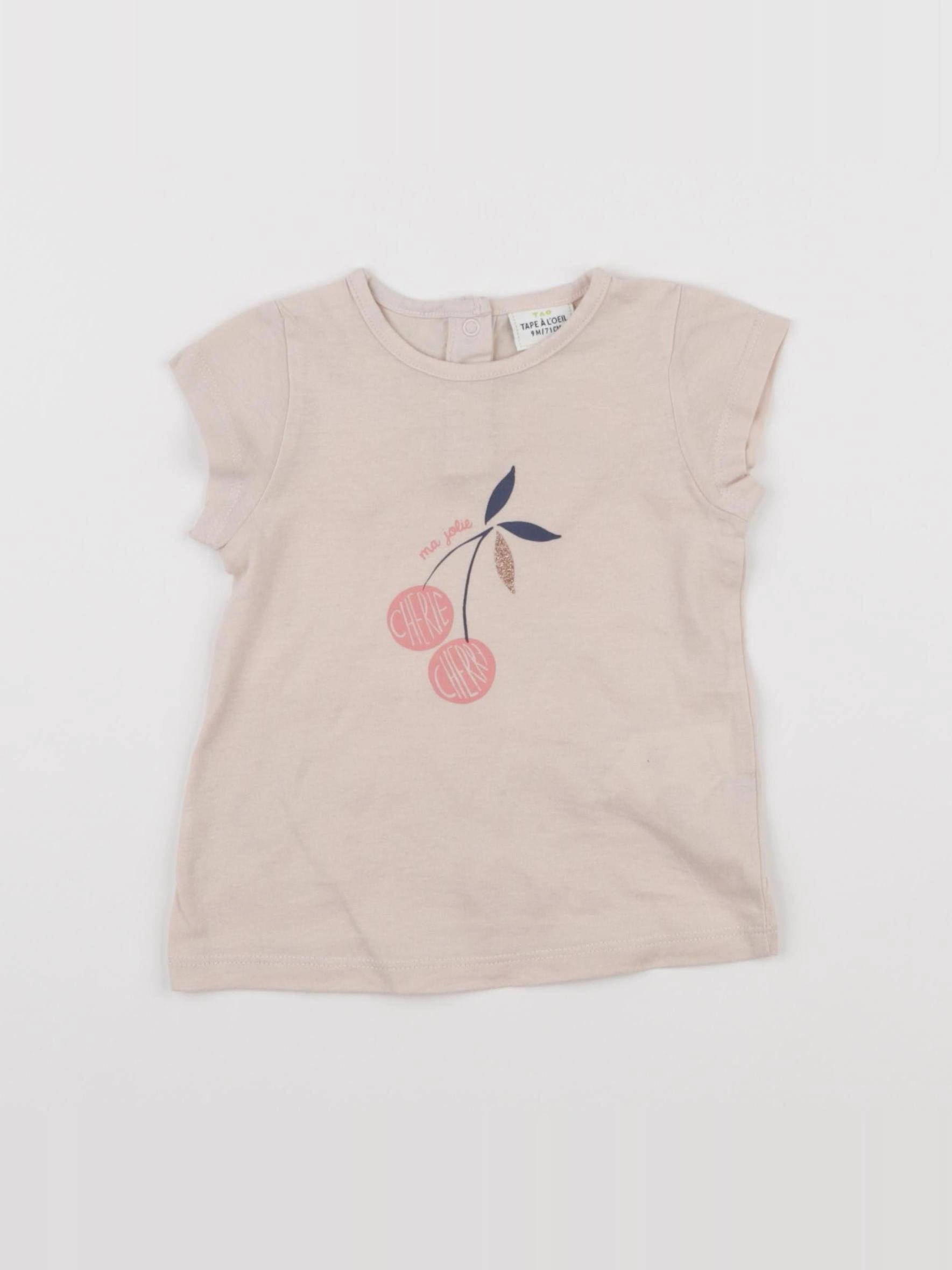 Tape à l'oeil - tee-shirt rose, or - 9 mois