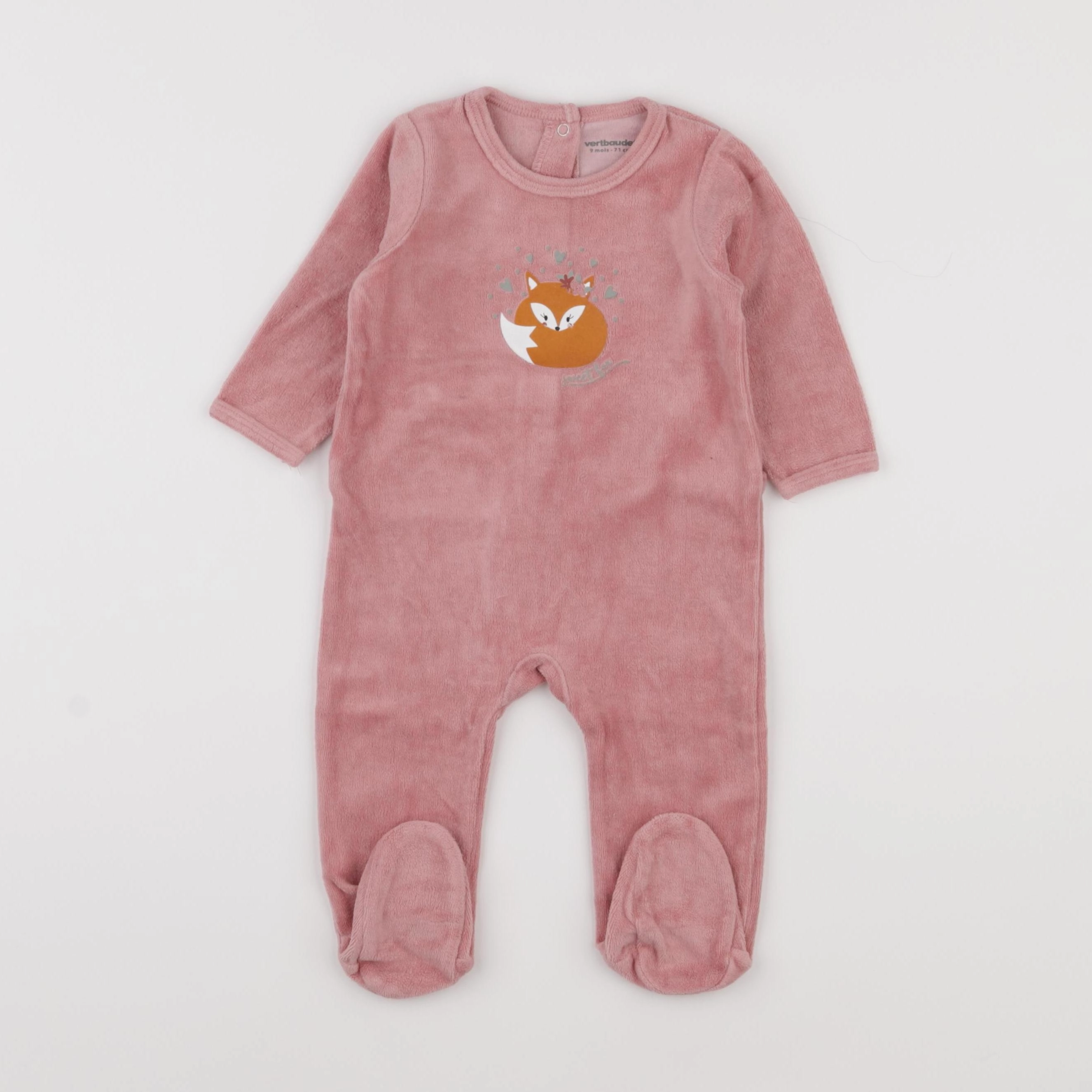 Vertbaudet - pyjama velours rose - 9 mois