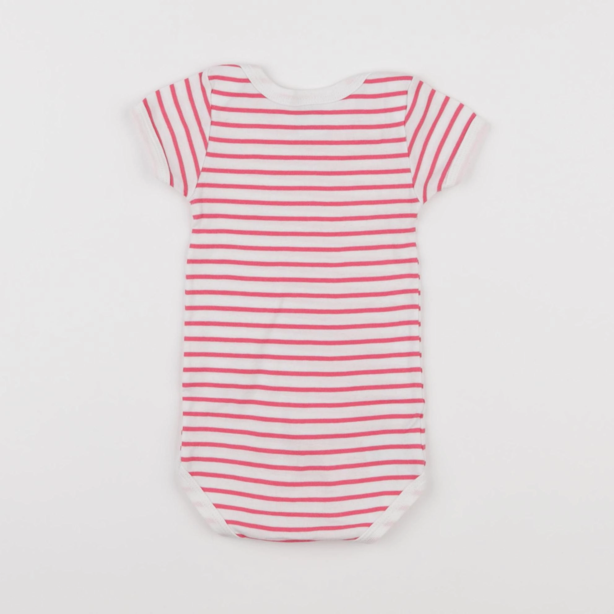 Petit Bateau - body blanc, rose - 9 mois