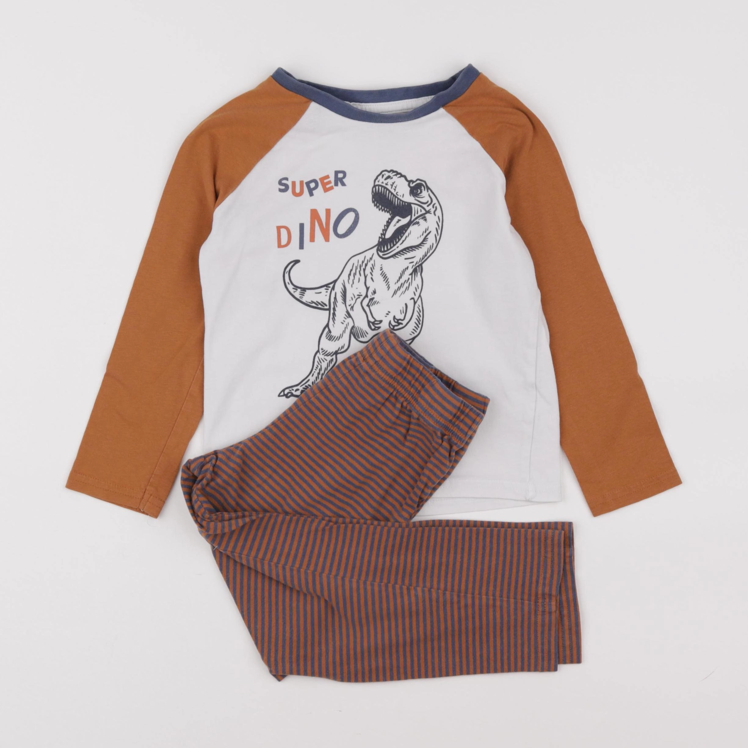 Vertbaudet - pyjama coton blanc, orange - 5 ans