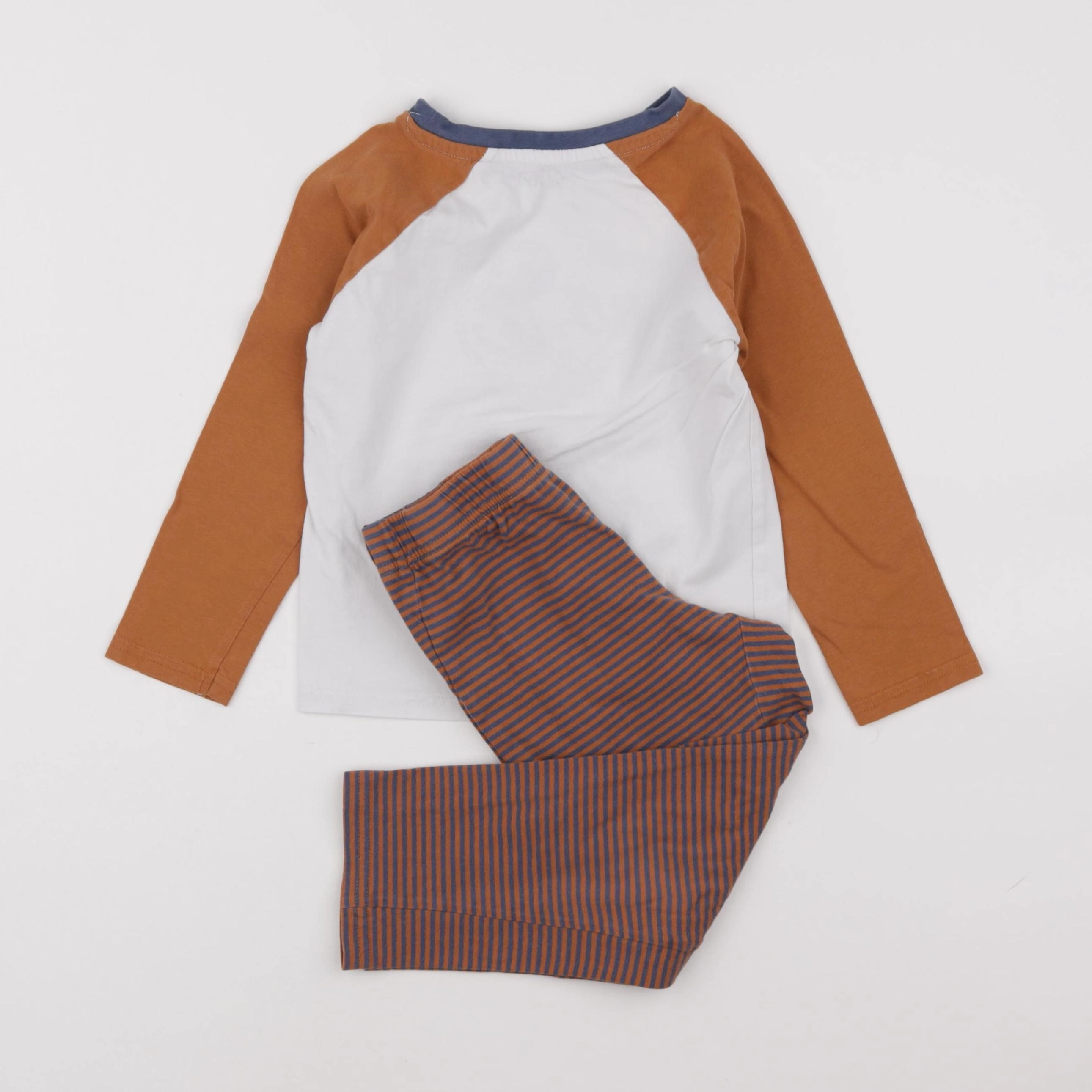Vertbaudet - pyjama coton blanc, orange - 5 ans