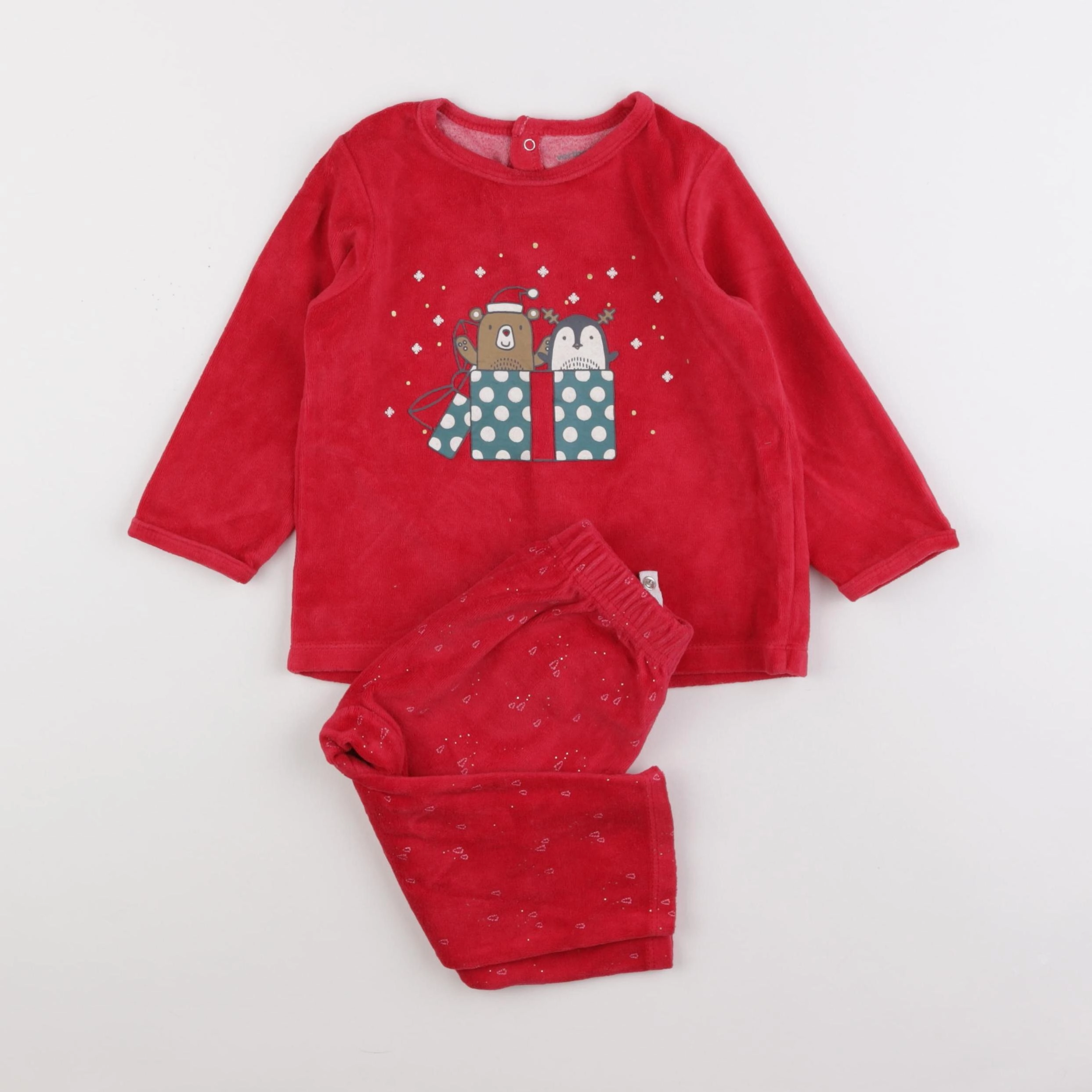 Vertbaudet - pyjama velours rouge - 2 ans
